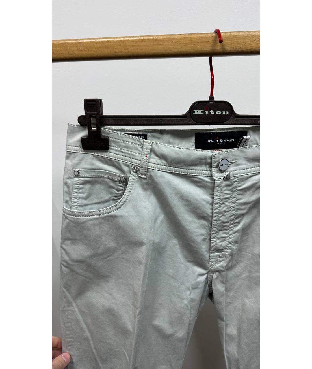 KITON Серые хлопковые классические брюки, фото 2