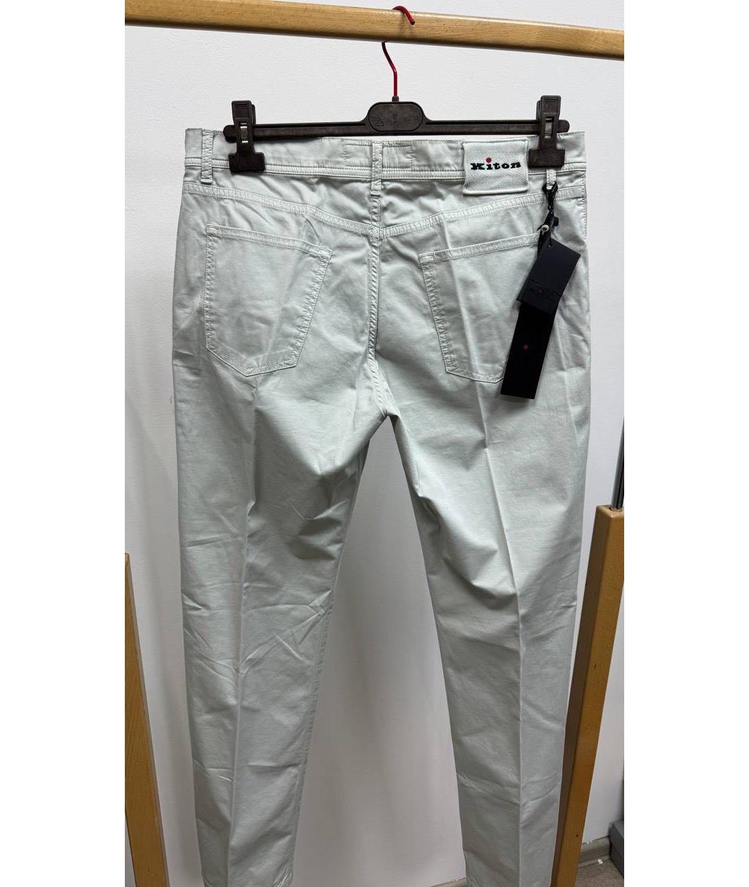 KITON Серые хлопковые классические брюки, фото 3