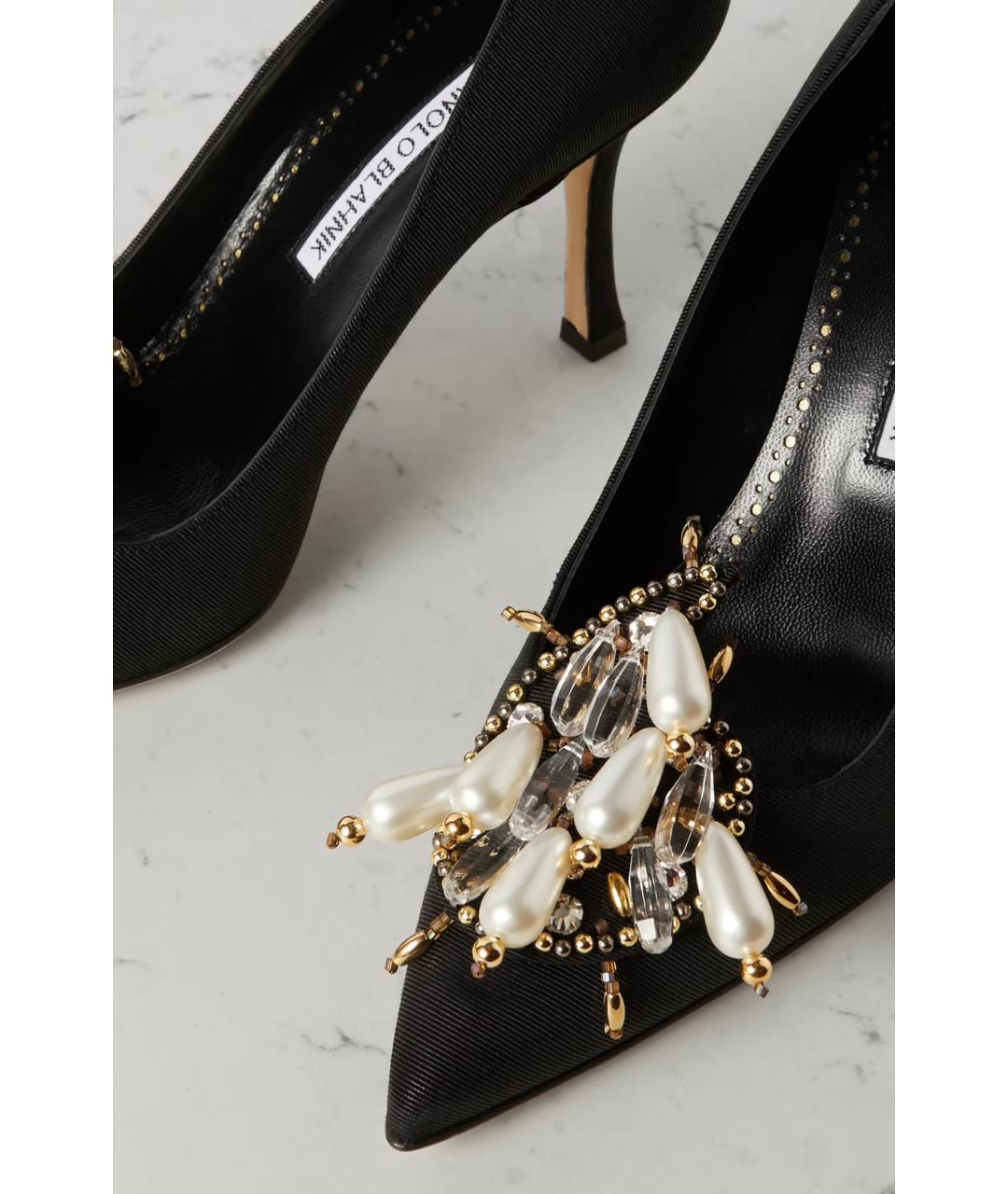 MANOLO BLAHNIK Черные текстильные туфли, фото 3