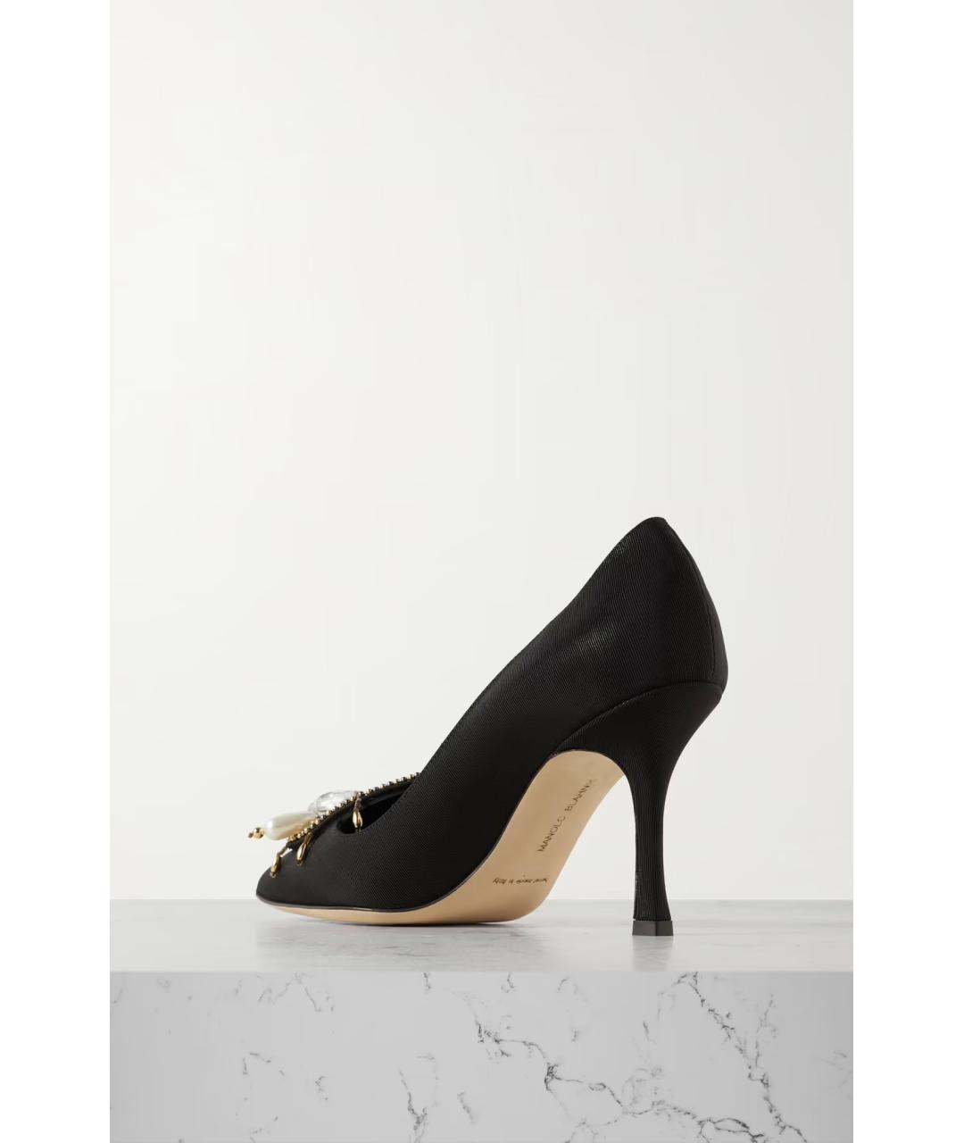 MANOLO BLAHNIK Черные текстильные туфли, фото 4