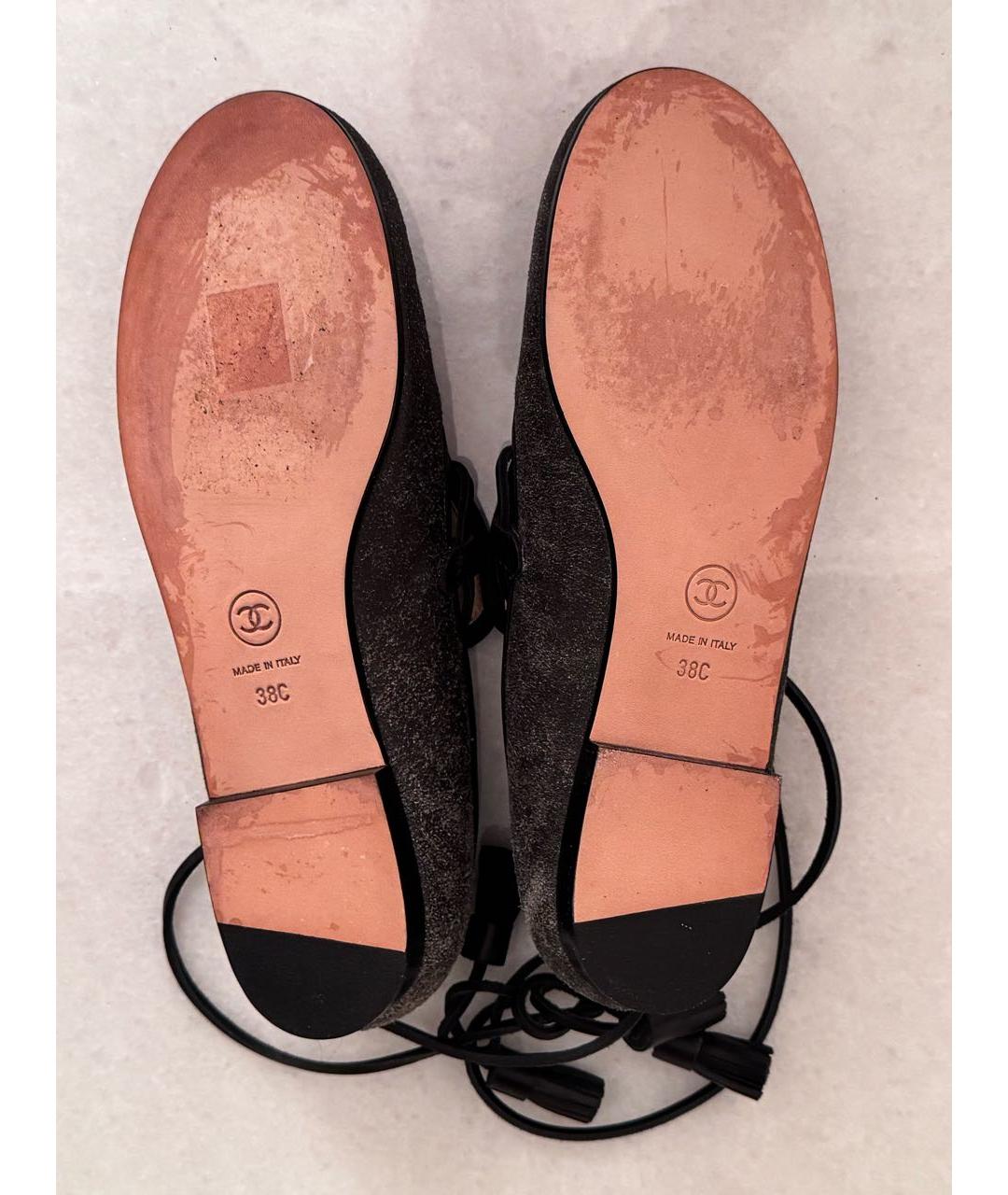 CHANEL Антрацитовые замшевые лоферы, фото 8