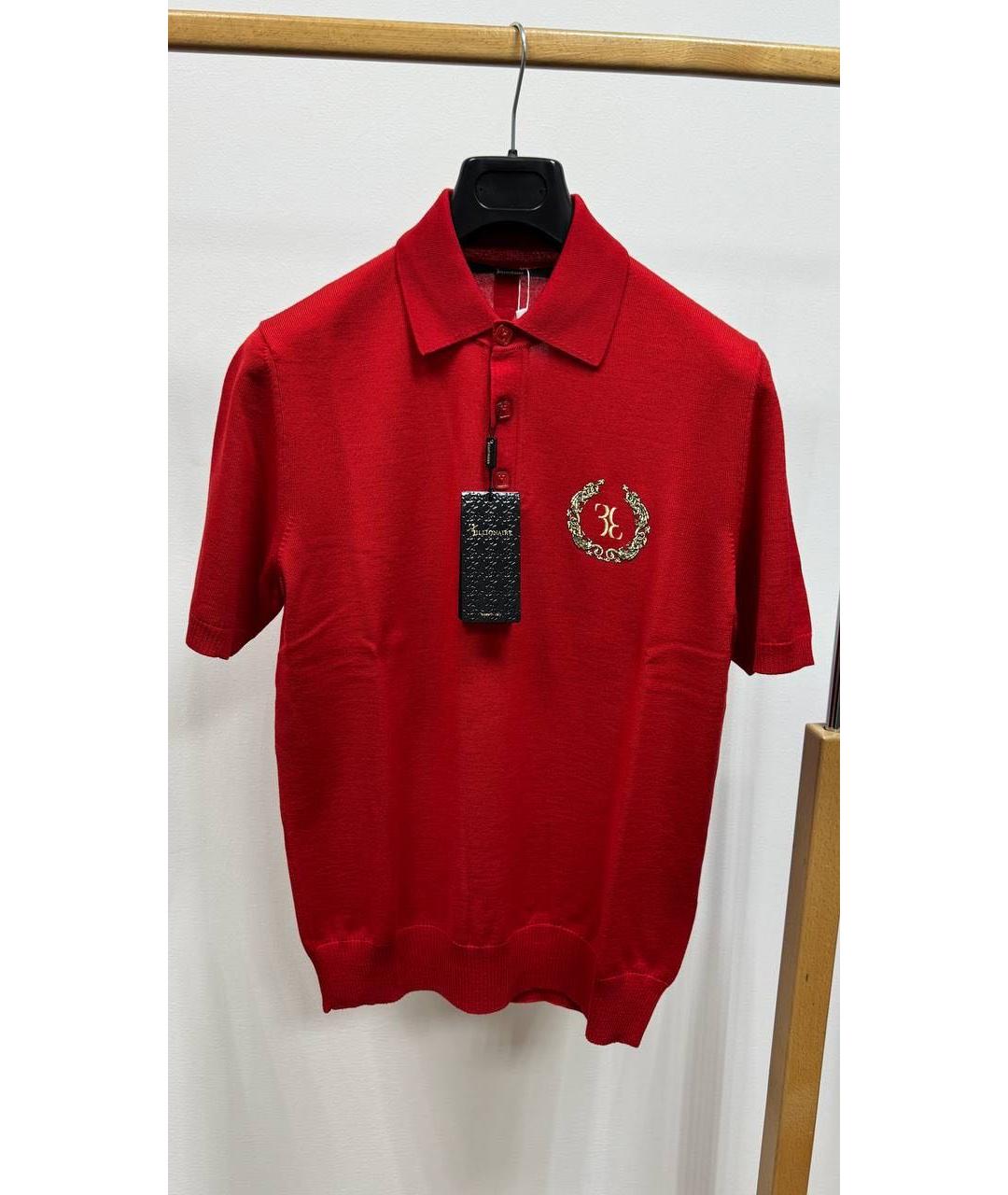 BILLIONAIRE Красное хлопковое поло с коротким рукавом, фото 4