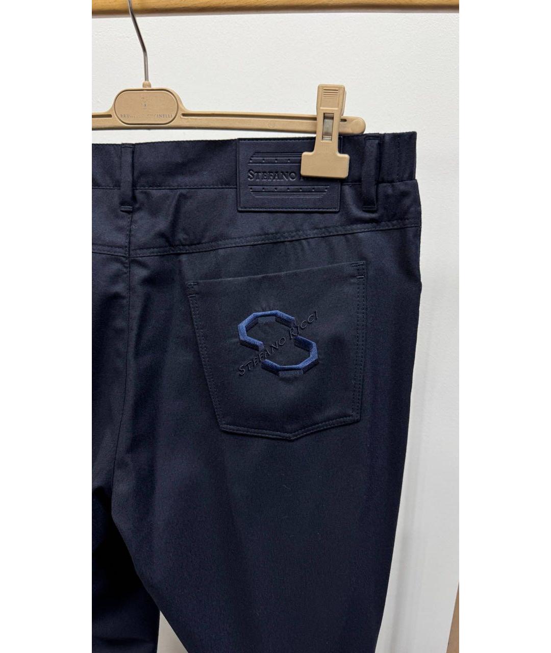 STEFANO RICCI Темно-синие шерстяные брюки чинос, фото 4