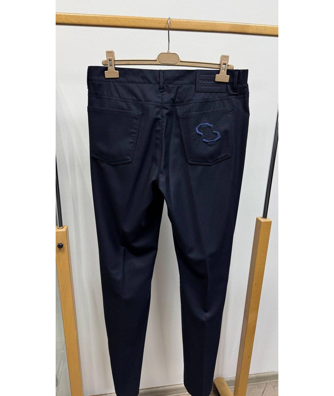 STEFANO RICCI Темно-синие шерстяные брюки чинос, фото 3