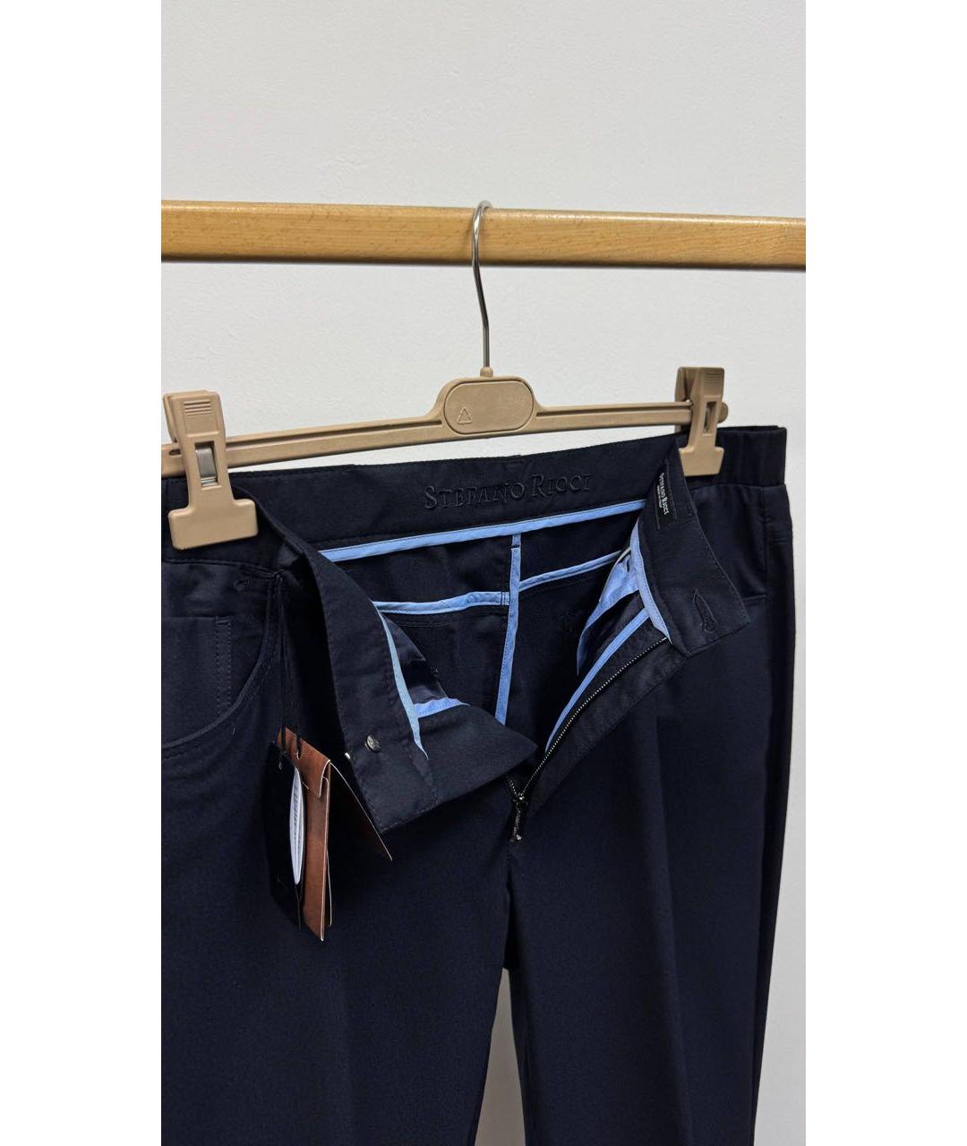 STEFANO RICCI Темно-синие шерстяные брюки чинос, фото 5
