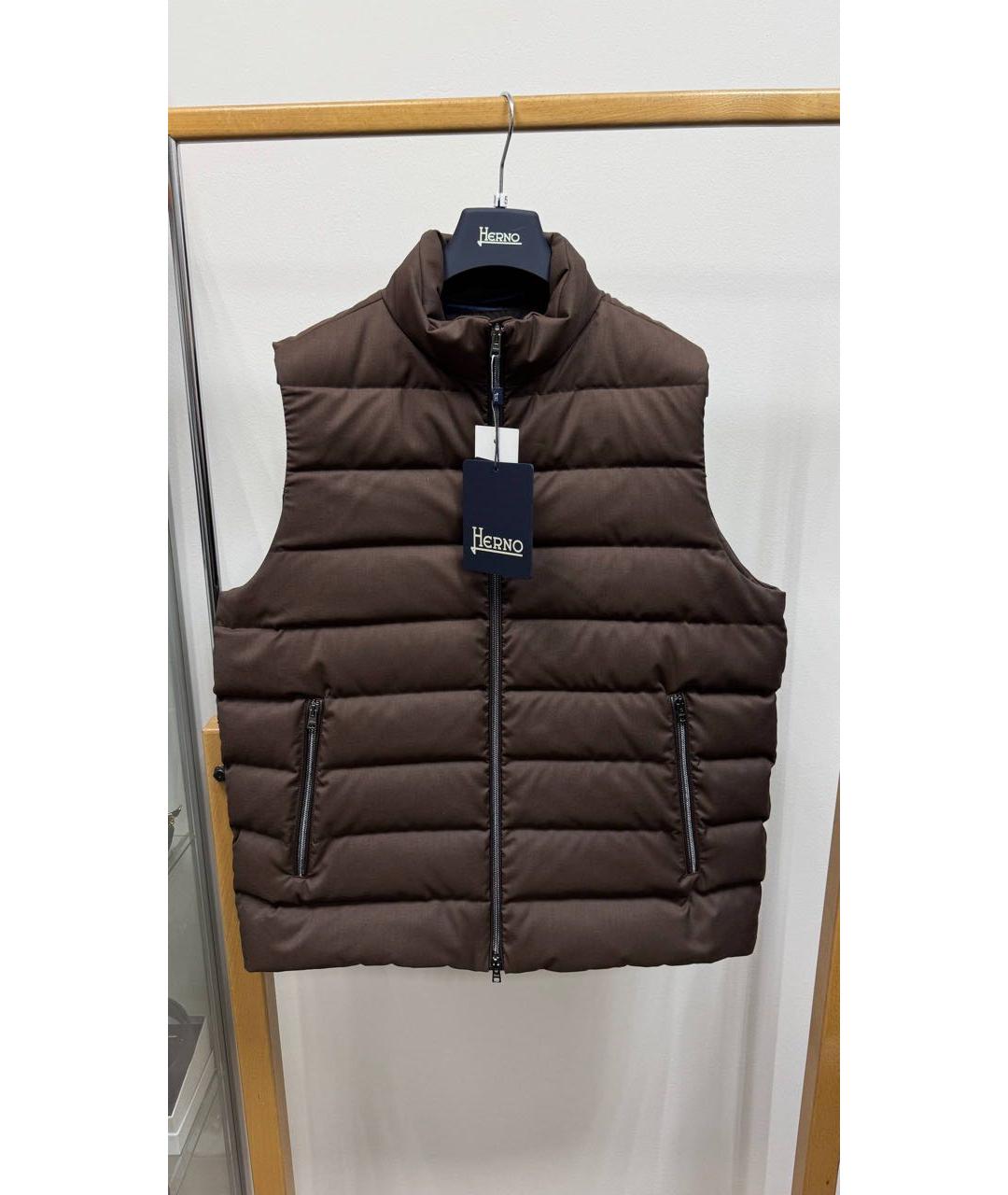 HERNO Коричневый полиэстеровый жилет, фото 4