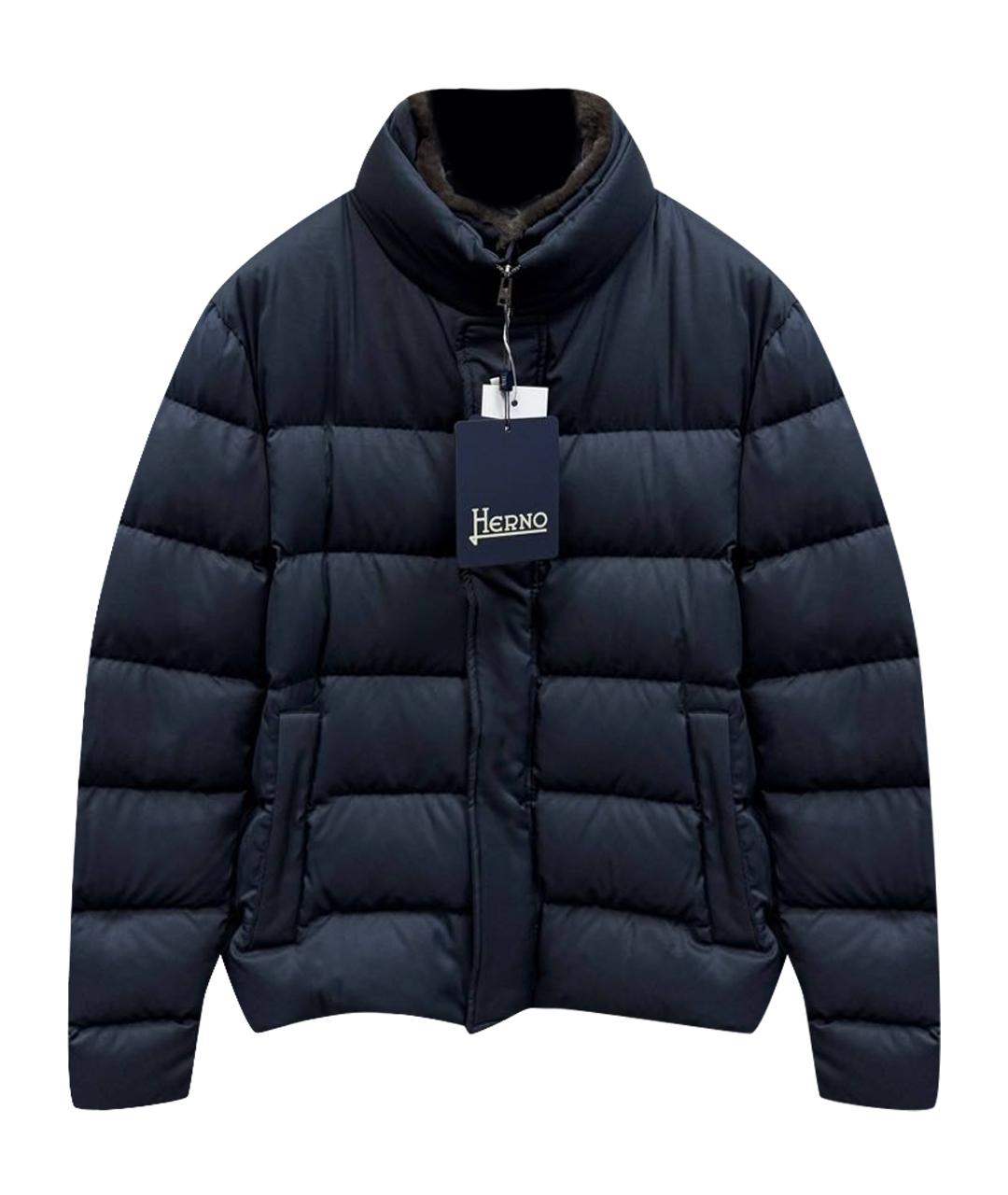HERNO Темно-синяя полиэстеровая куртка, фото 1