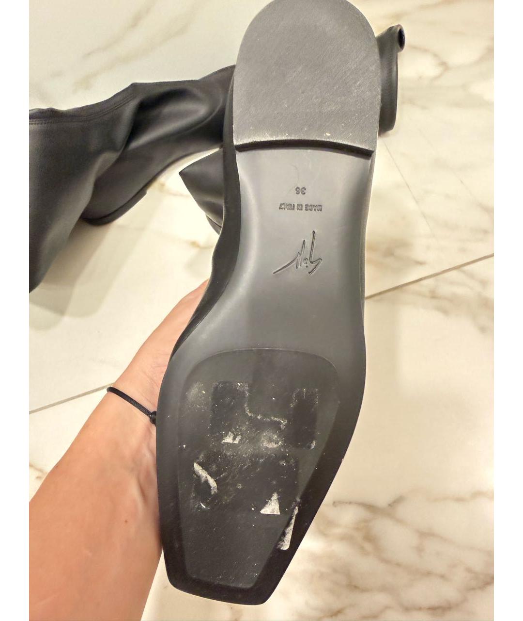 GIUSEPPE ZANOTTI DESIGN Черные кожаные ботфорты, фото 8