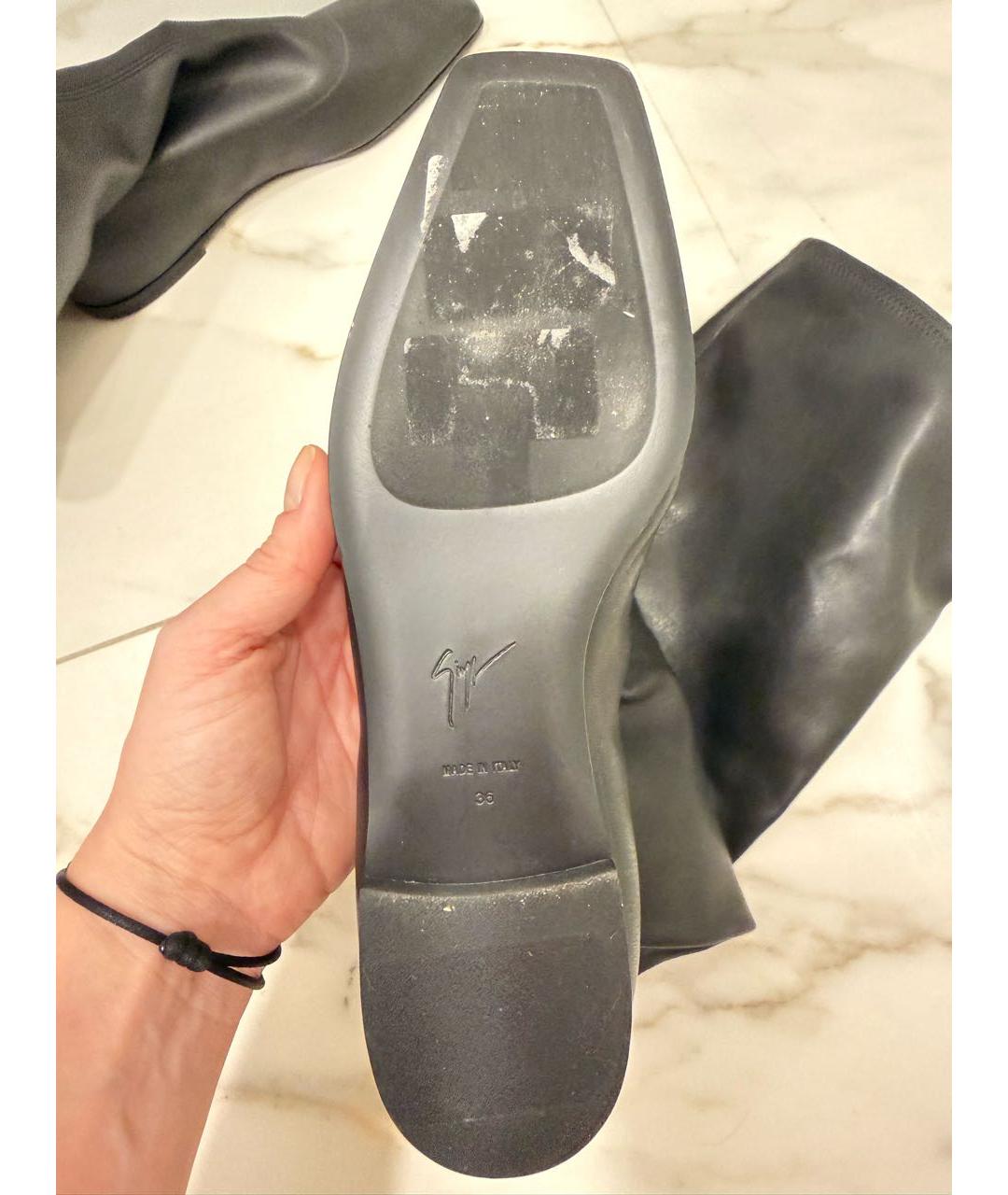 GIUSEPPE ZANOTTI DESIGN Черные кожаные ботфорты, фото 6