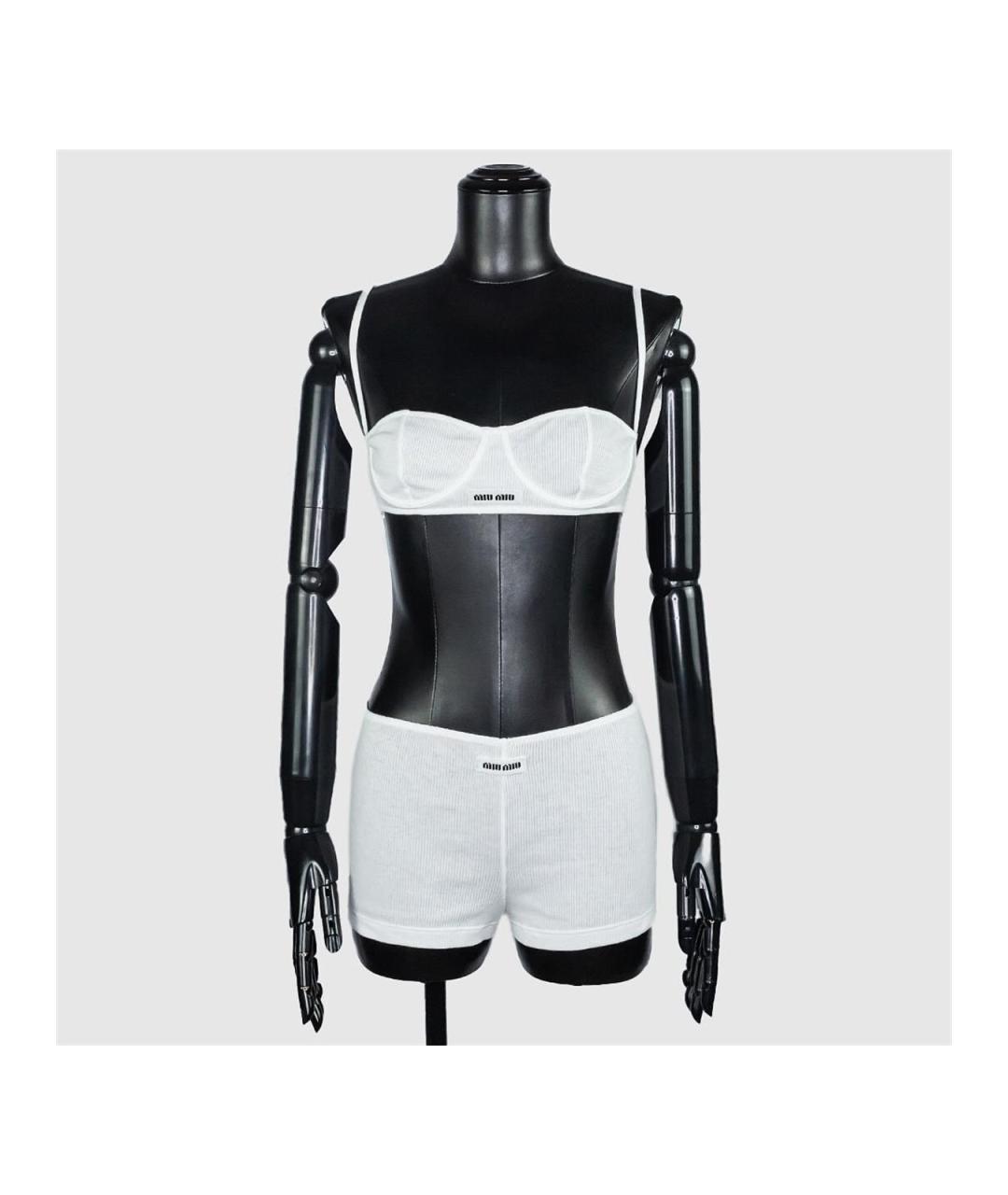 MIU MIU Белый хлопковый костюм с брюками, фото 2