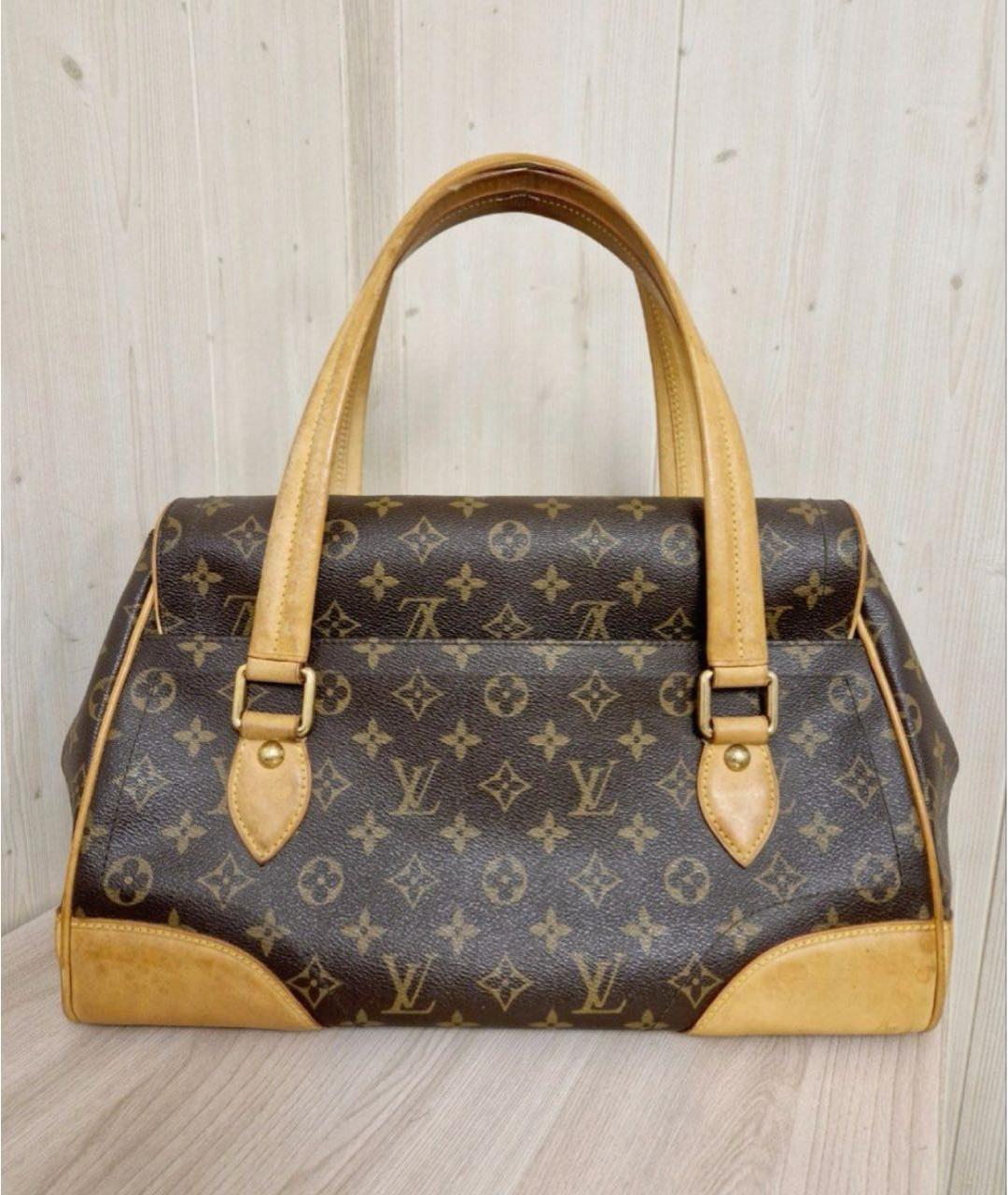 LOUIS VUITTON Коричневая кожаная сумка с короткими ручками, фото 2
