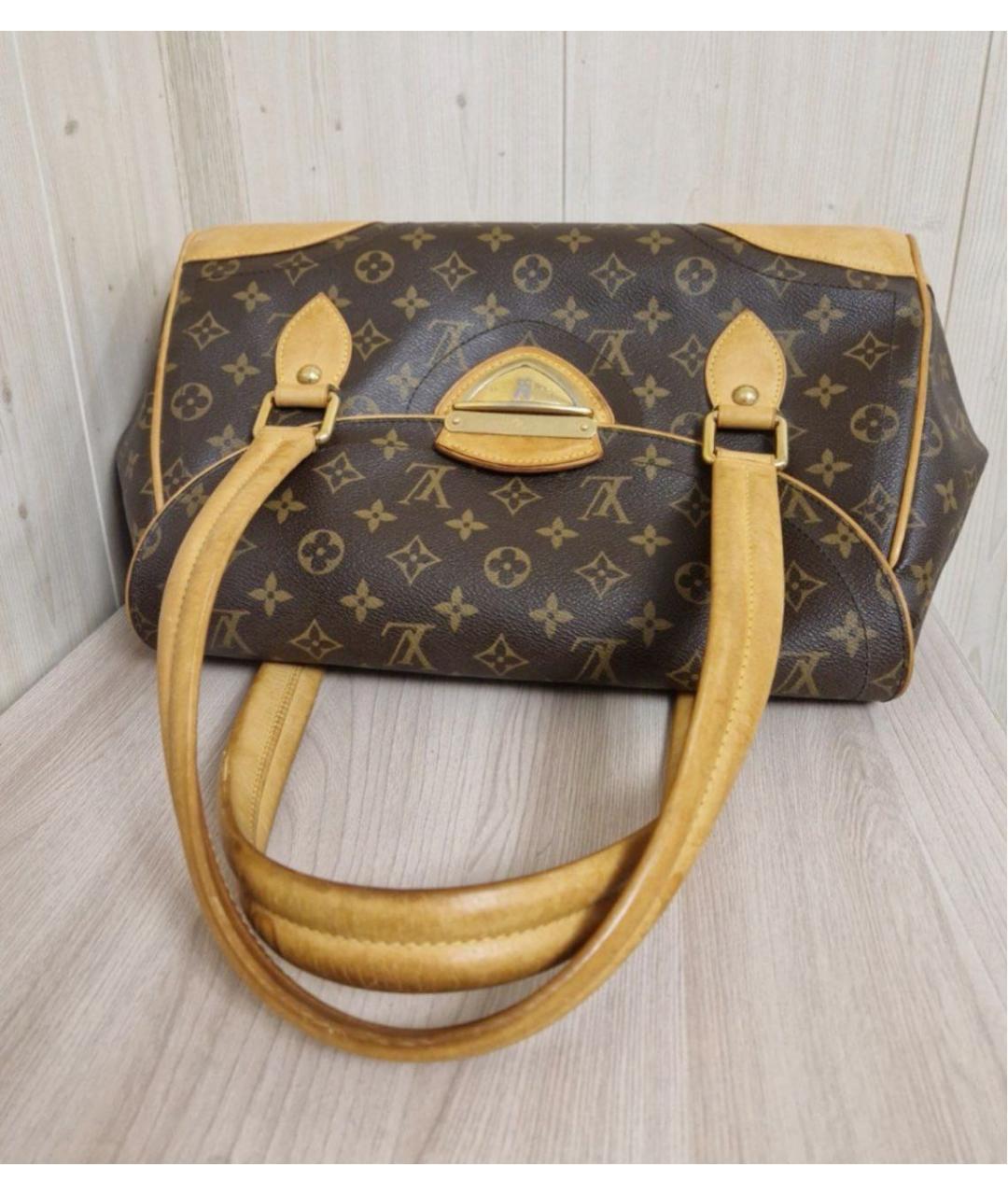 LOUIS VUITTON Коричневая кожаная сумка с короткими ручками, фото 3