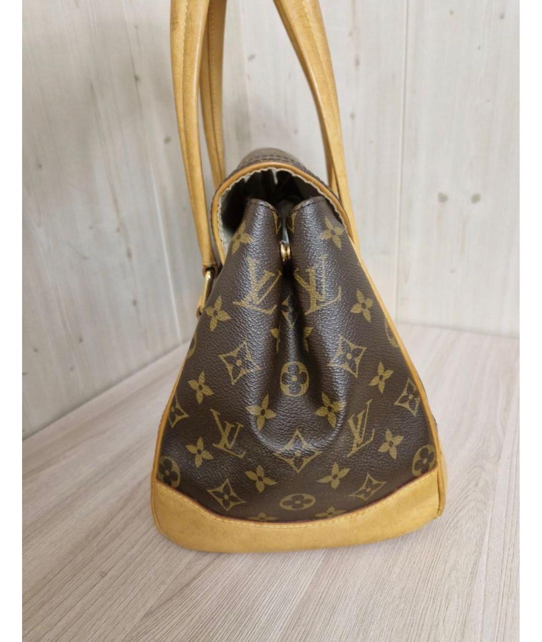 LOUIS VUITTON Коричневая кожаная сумка с короткими ручками, фото 5