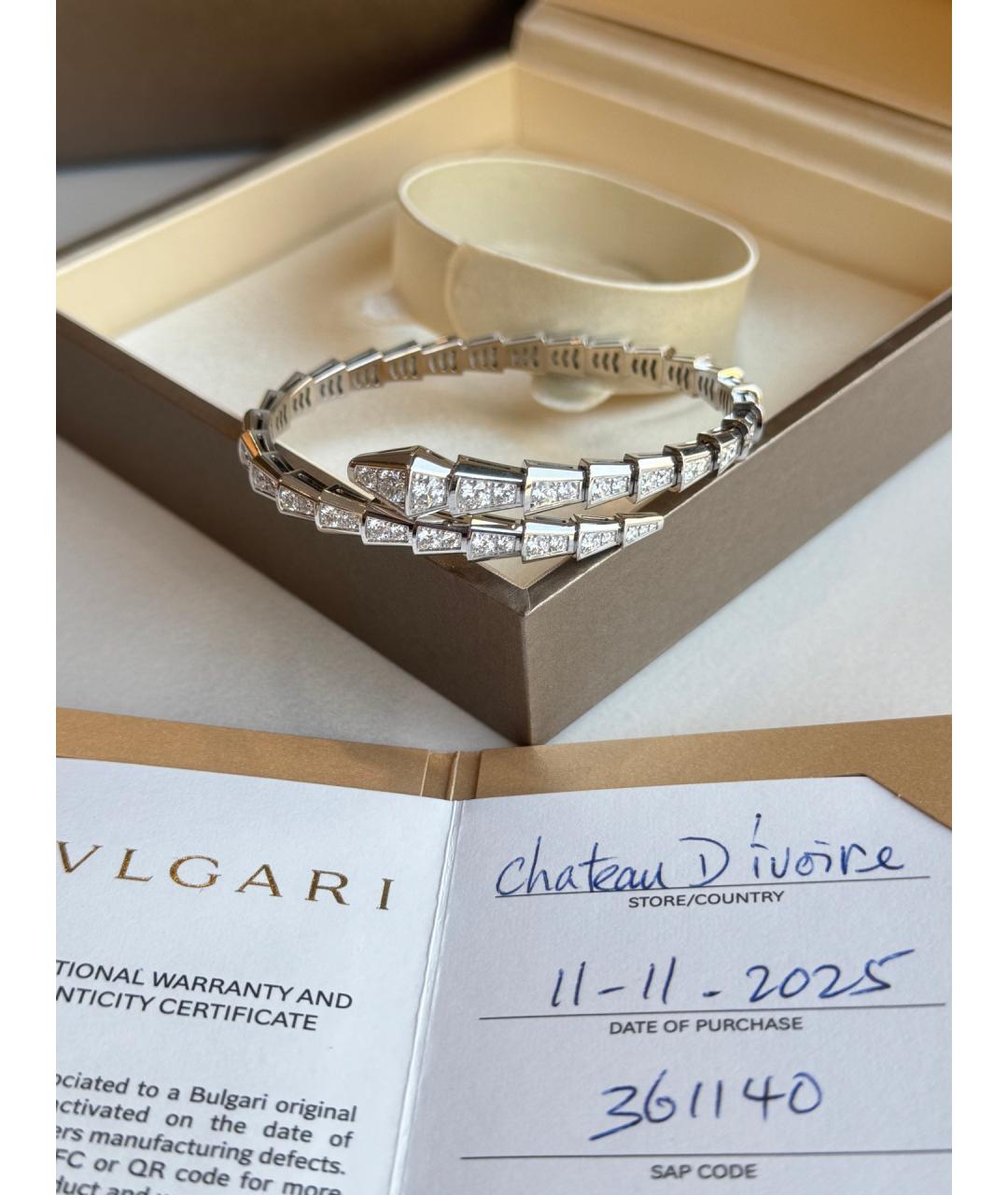 BVLGARI Серебрянный браслет из белого золота, фото 3