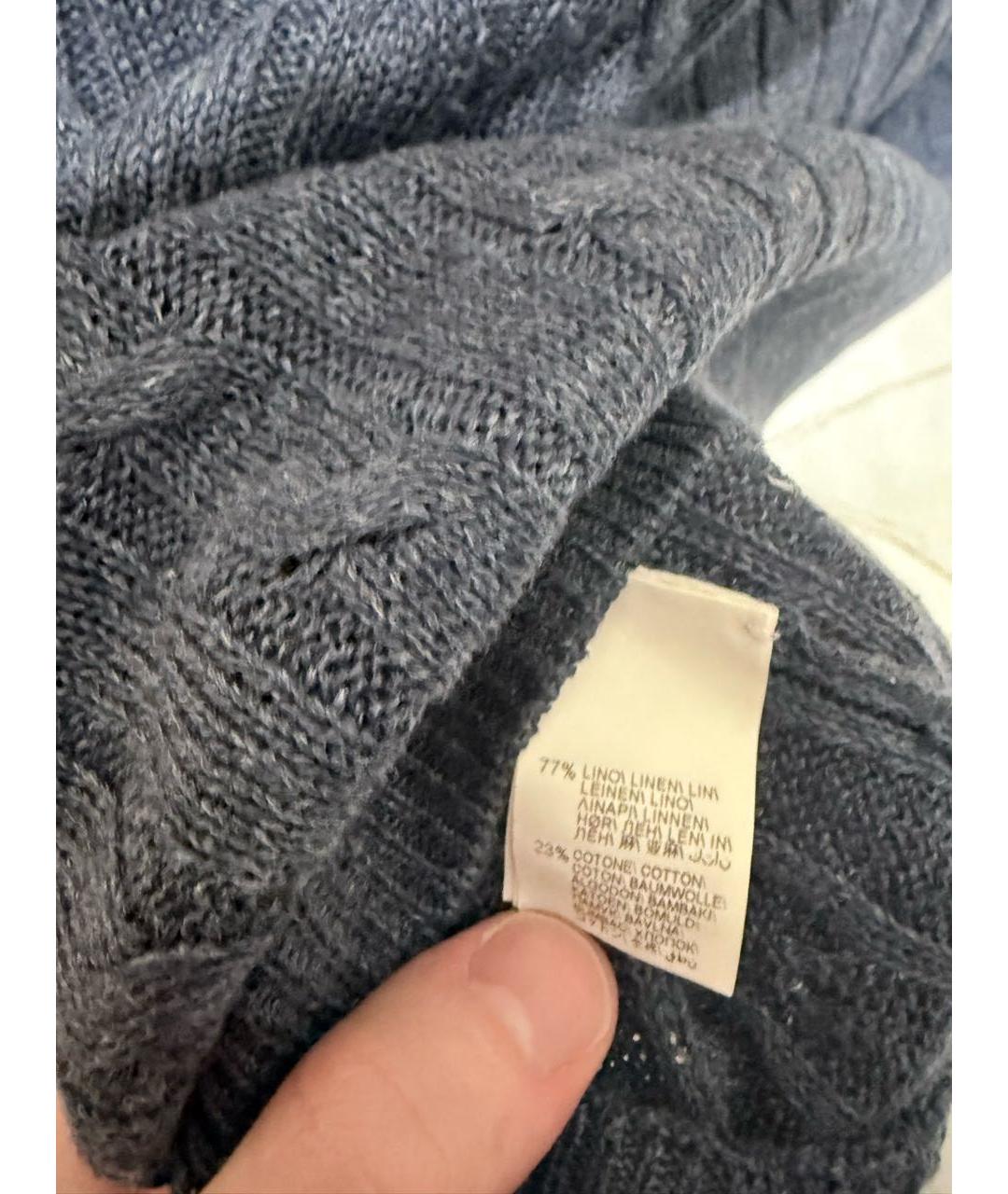 BRUNELLO CUCINELLI Темно-синий льняной джемпер / свитер, фото 4