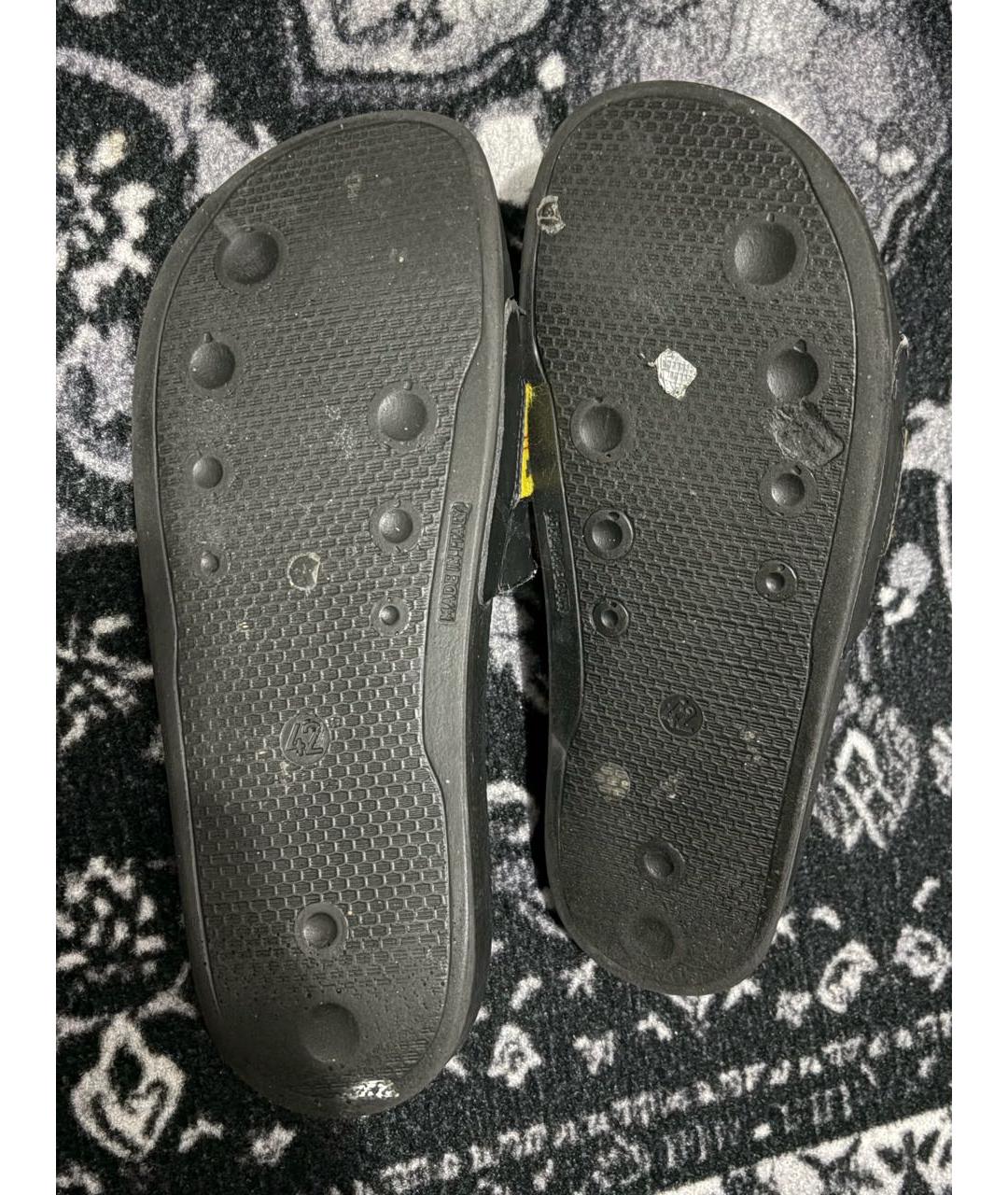 OFF-WHITE Черные кожаные шлепанцы, фото 5