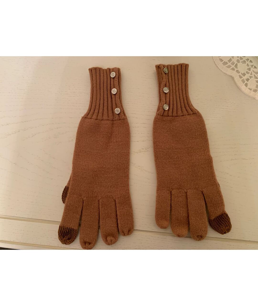 RALPH LAUREN Бежевые перчатки, фото 3