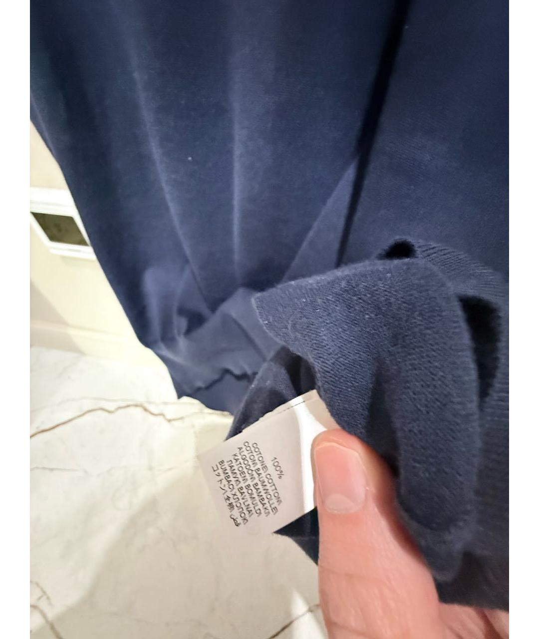 BRUNELLO CUCINELLI Темно-синее хлопковое поло с коротким рукавом, фото 4