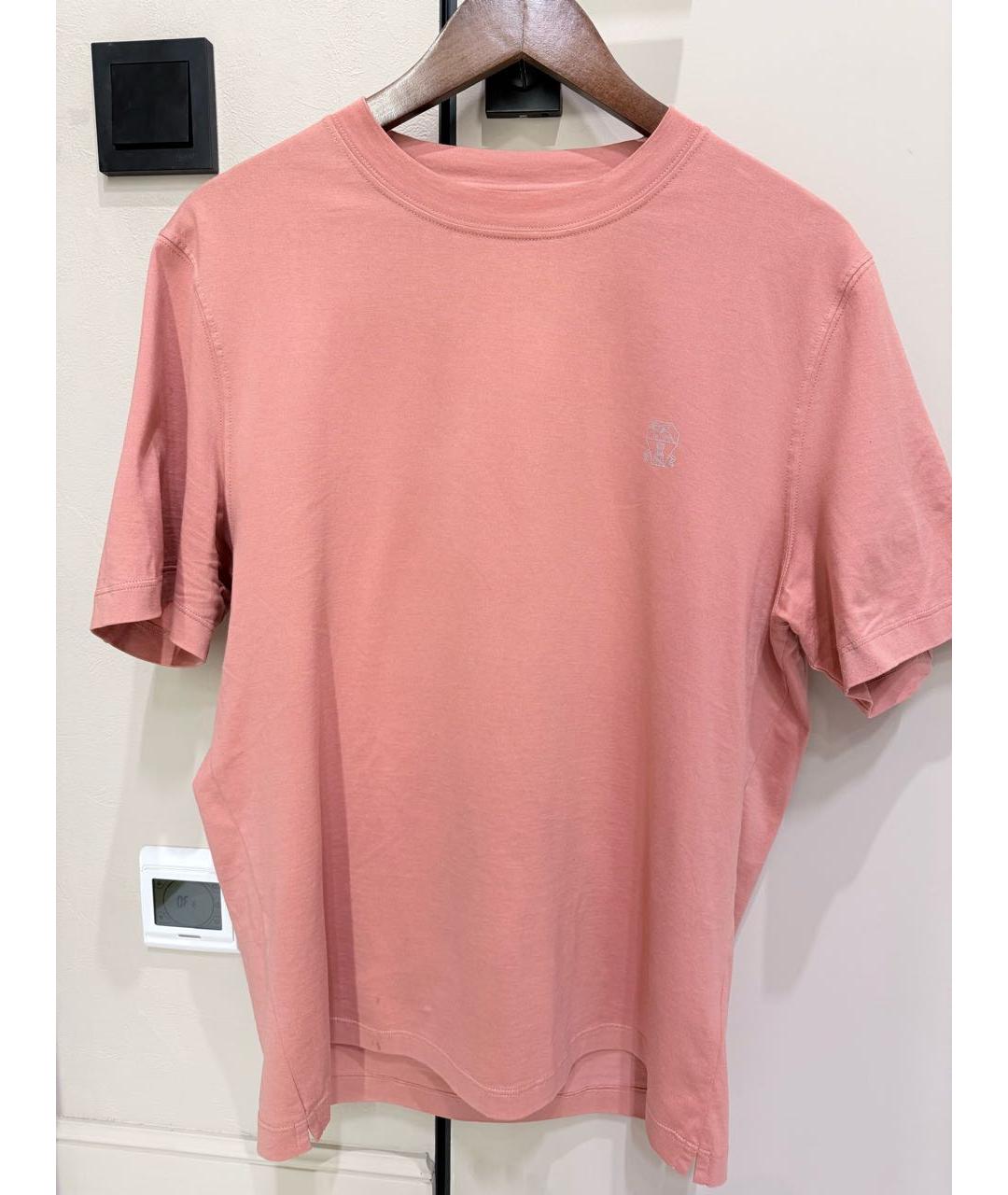 BRUNELLO CUCINELLI Коралловая хлопковая футболка, фото 5