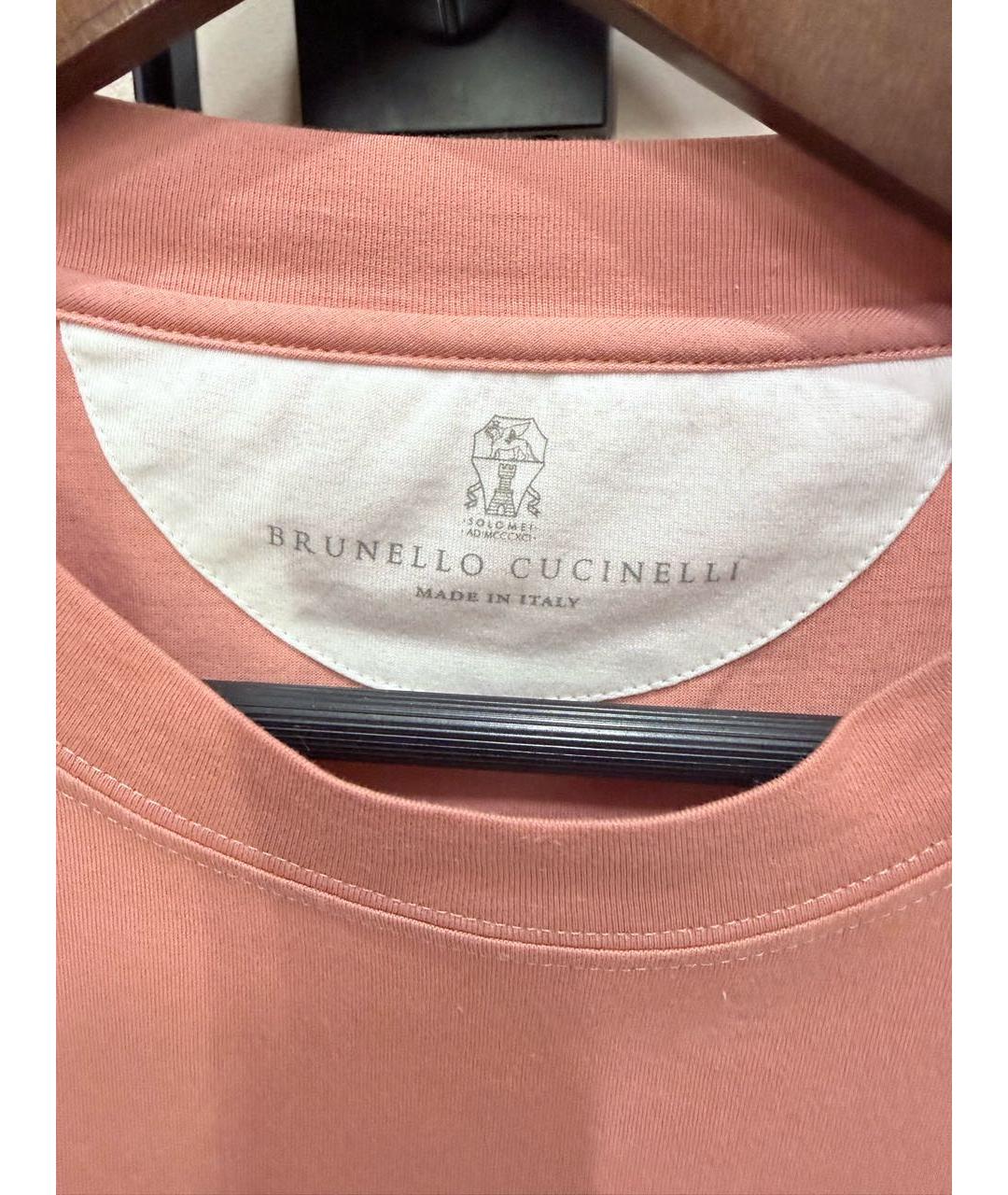 BRUNELLO CUCINELLI Коралловая хлопковая футболка, фото 3