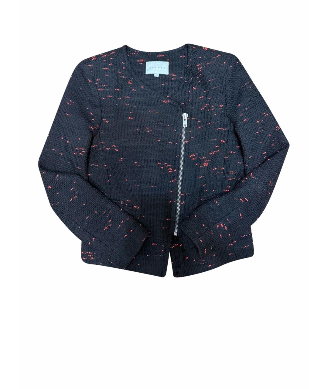 SANDRO Черный полиэстеровый жакет/пиджак, фото 1