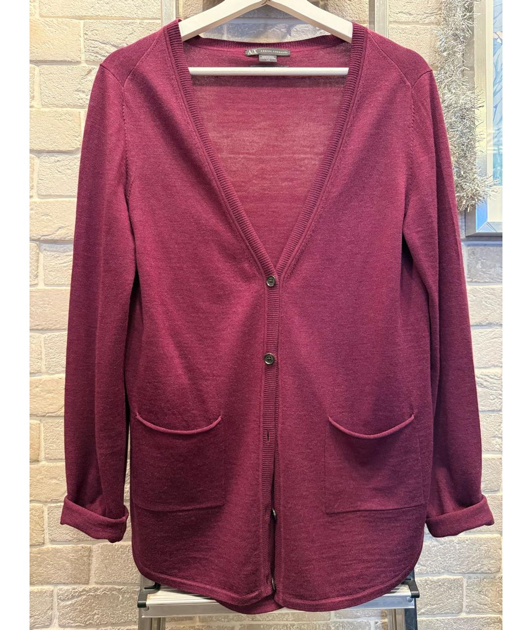 ARMANI EXCHANGE Бордовый шерстяной кардиган, фото 8