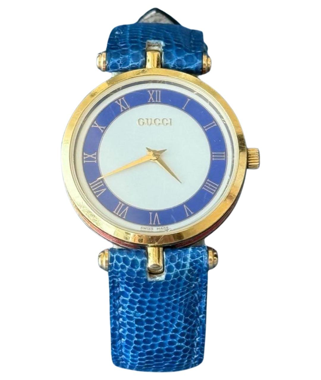 GUCCI Синие позолоченные часы, фото 1