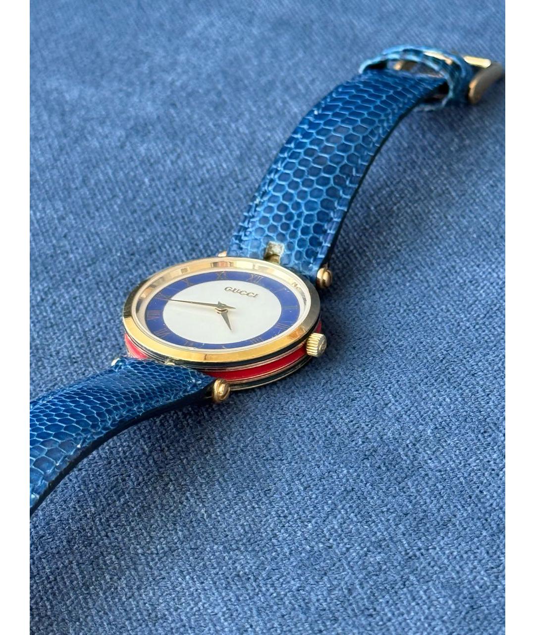 GUCCI Синие позолоченные часы, фото 8