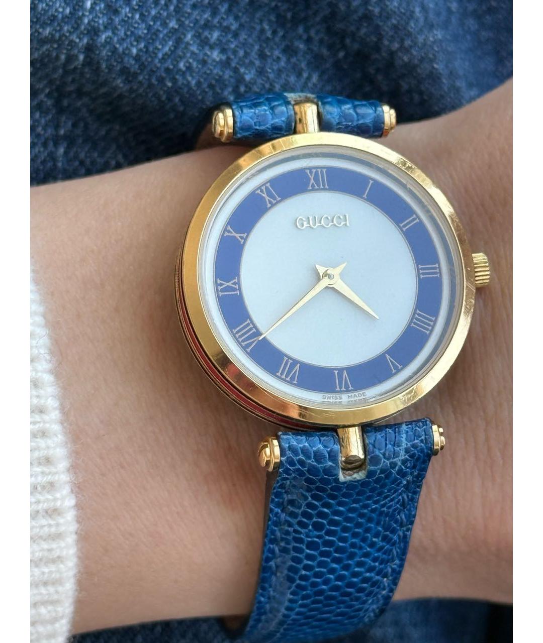 GUCCI Синие позолоченные часы, фото 5