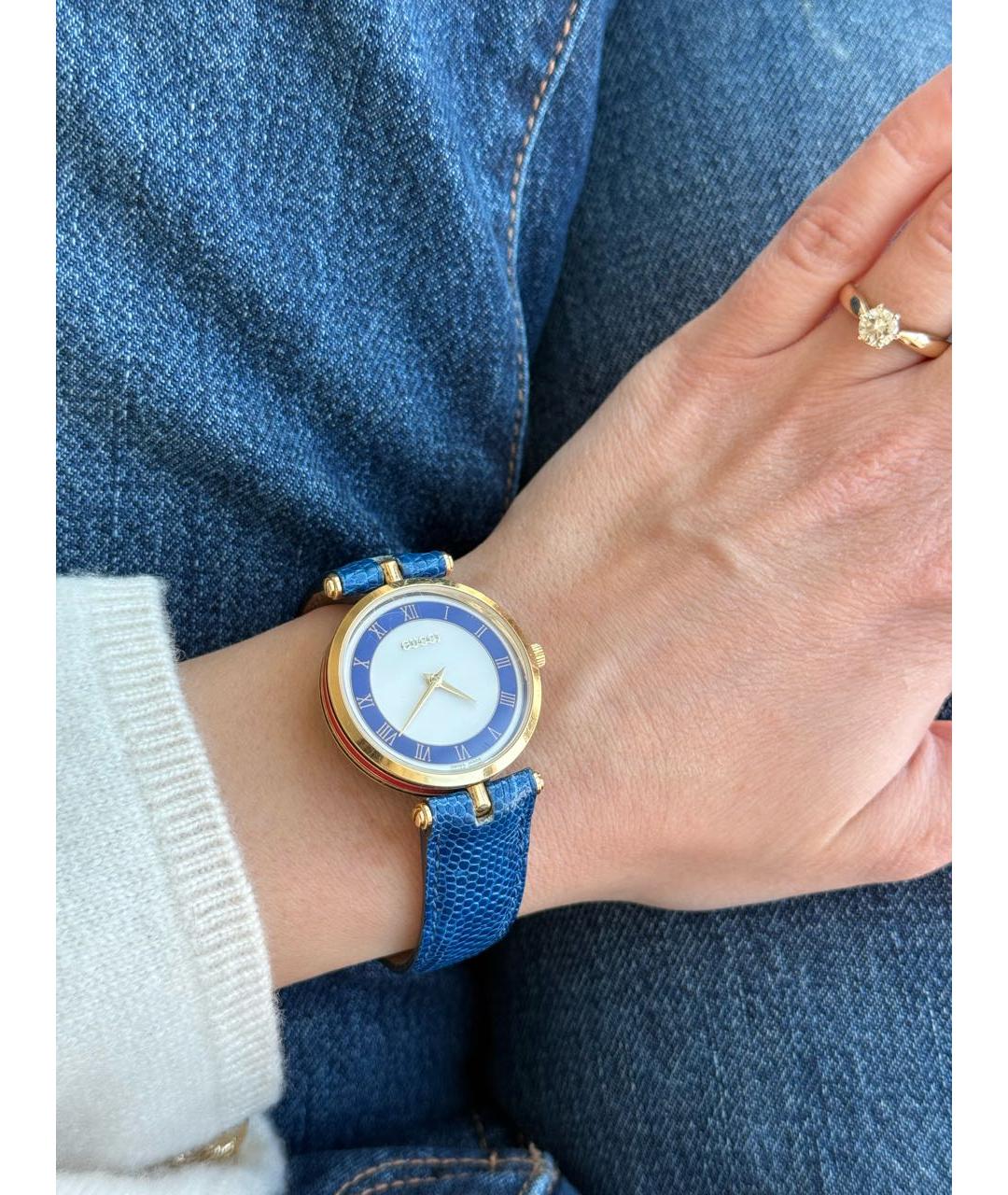 GUCCI Синие позолоченные часы, фото 3