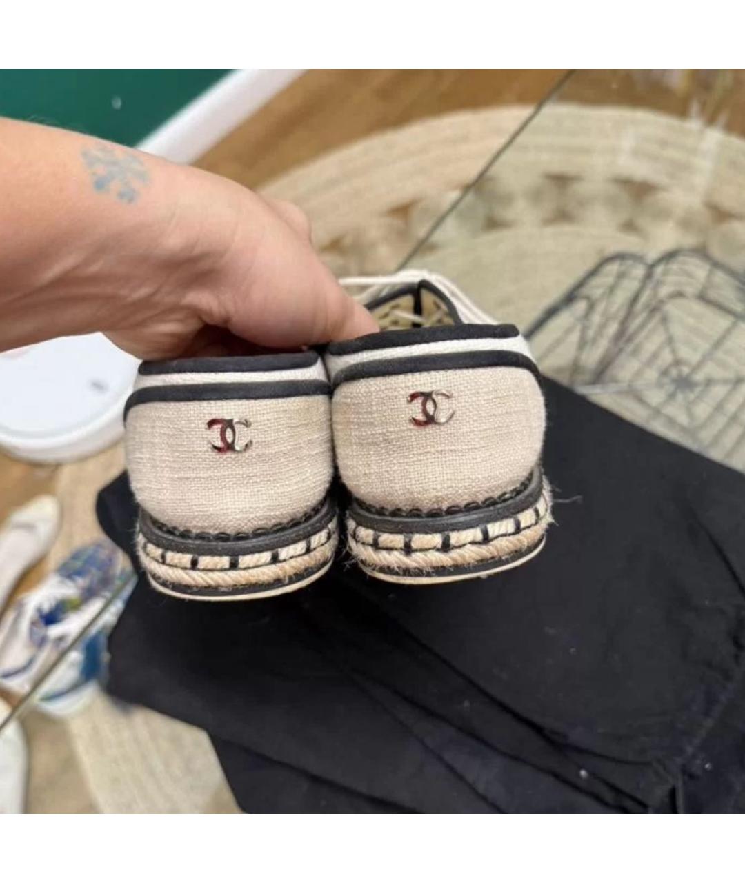 CHANEL Бежевые текстильные эспадрильи, фото 3