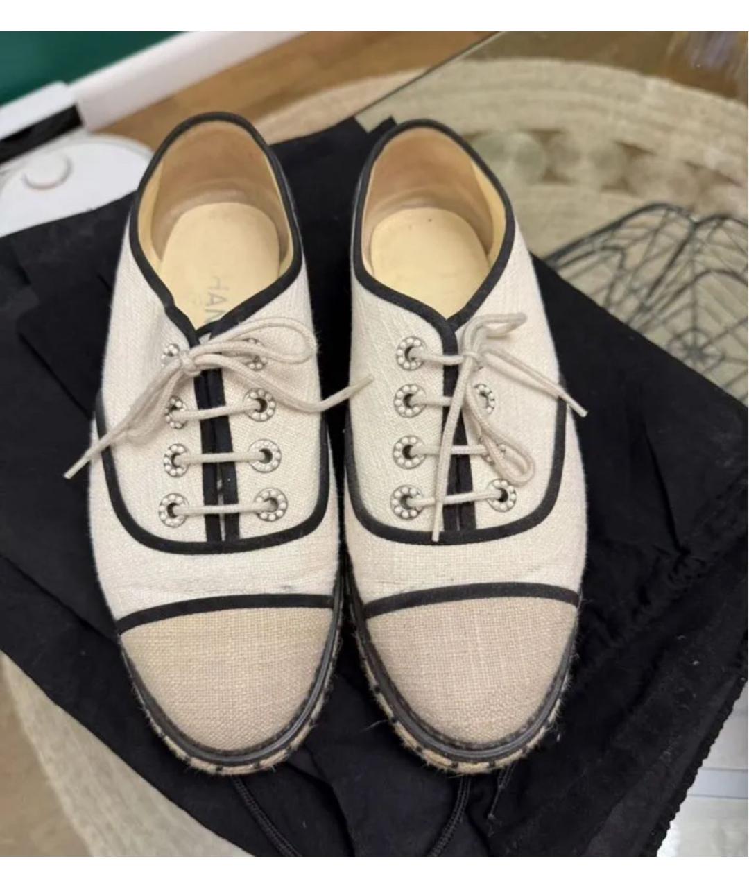 CHANEL Бежевые текстильные эспадрильи, фото 2