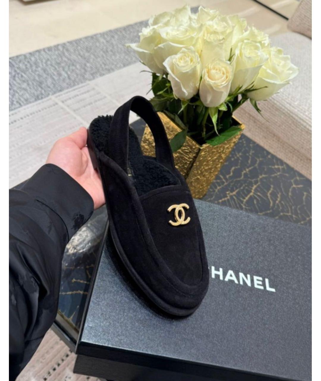 CHANEL Черные замшевые сабо, фото 3