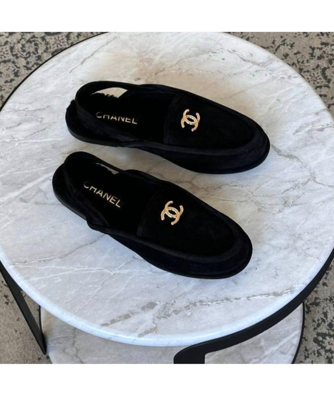 CHANEL Черные замшевые сабо, фото 2