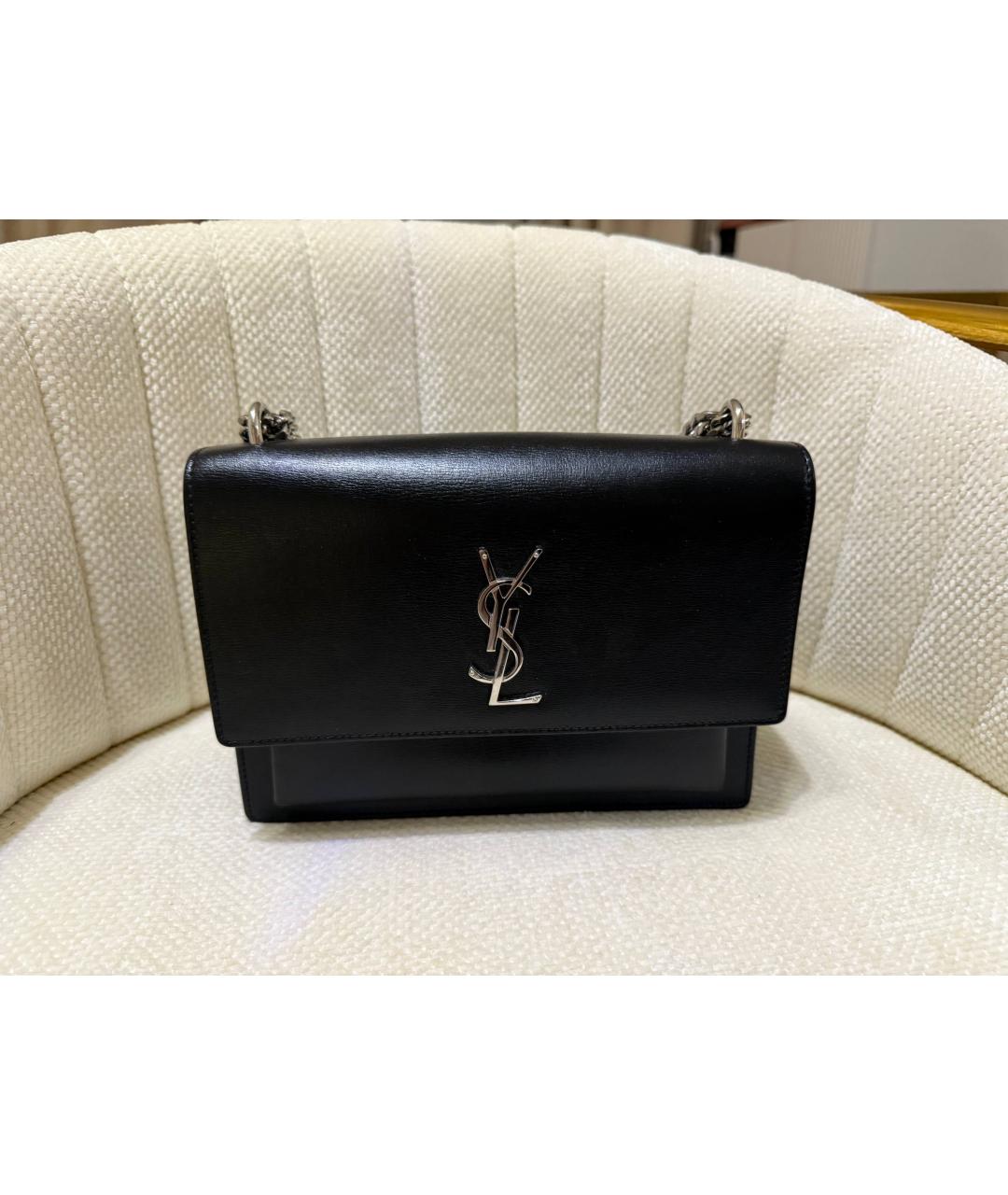 SAINT LAURENT Черная кожаная сумка через плечо, фото 6