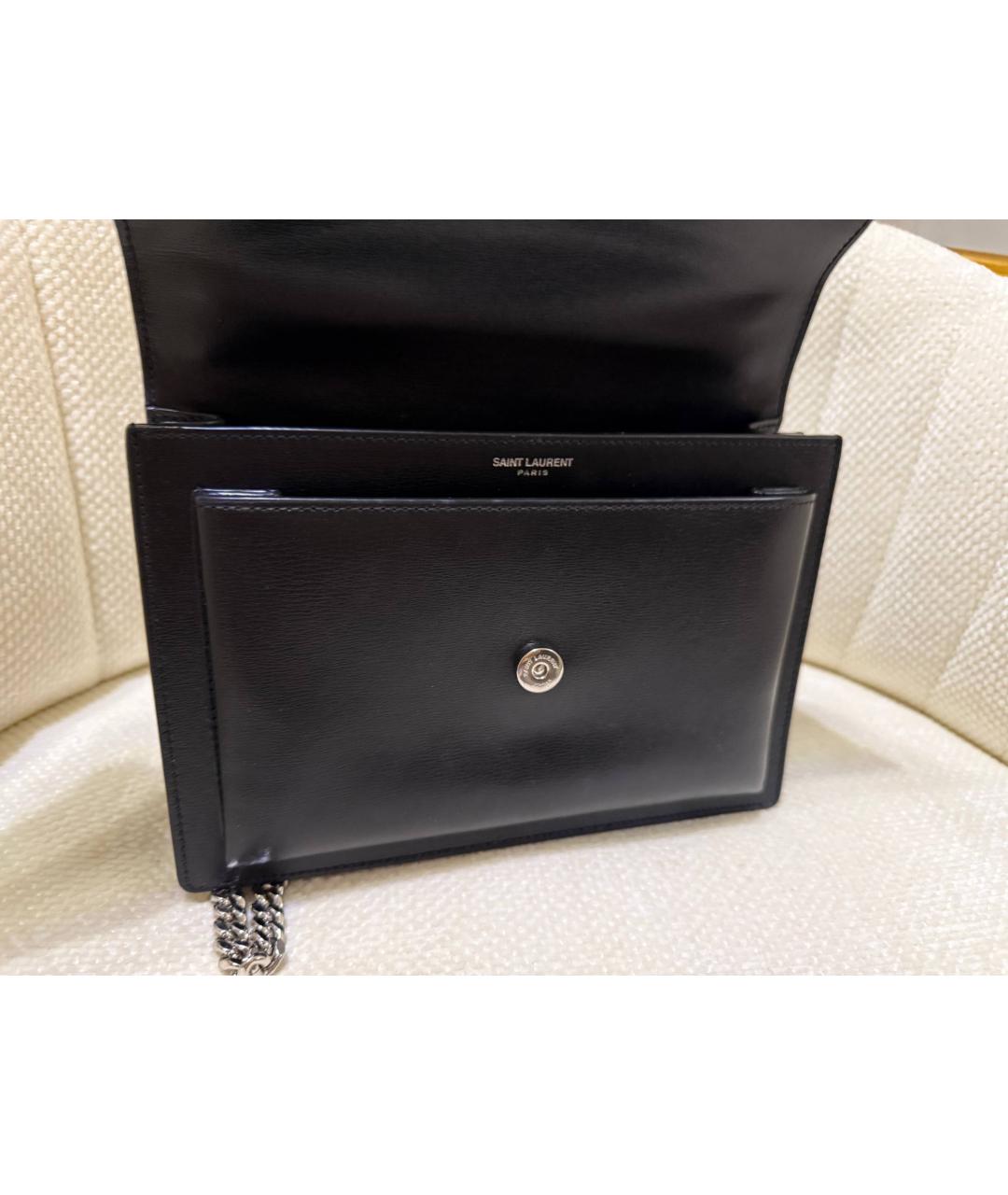 SAINT LAURENT Черная кожаная сумка через плечо, фото 4
