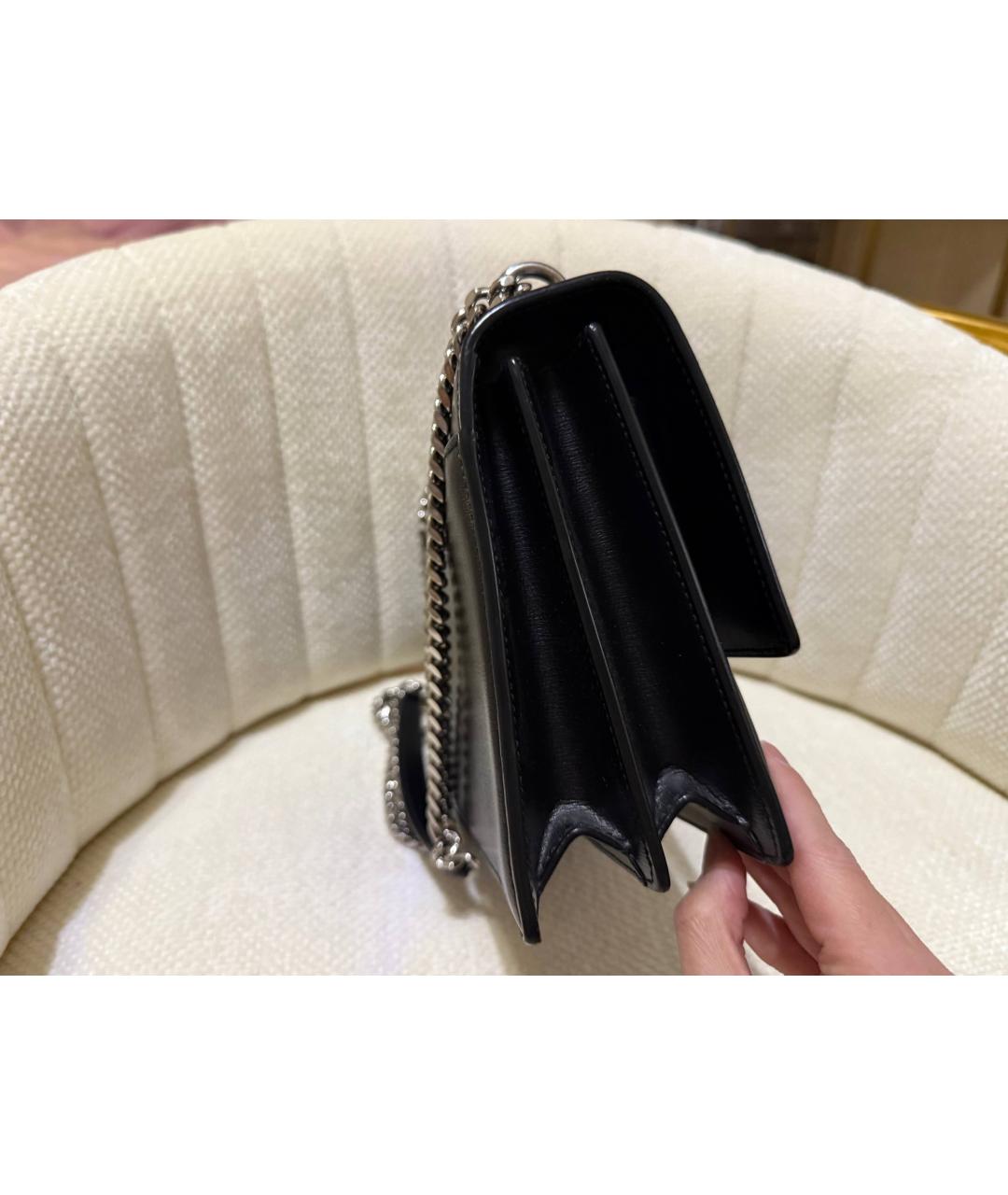 SAINT LAURENT Черная кожаная сумка через плечо, фото 3