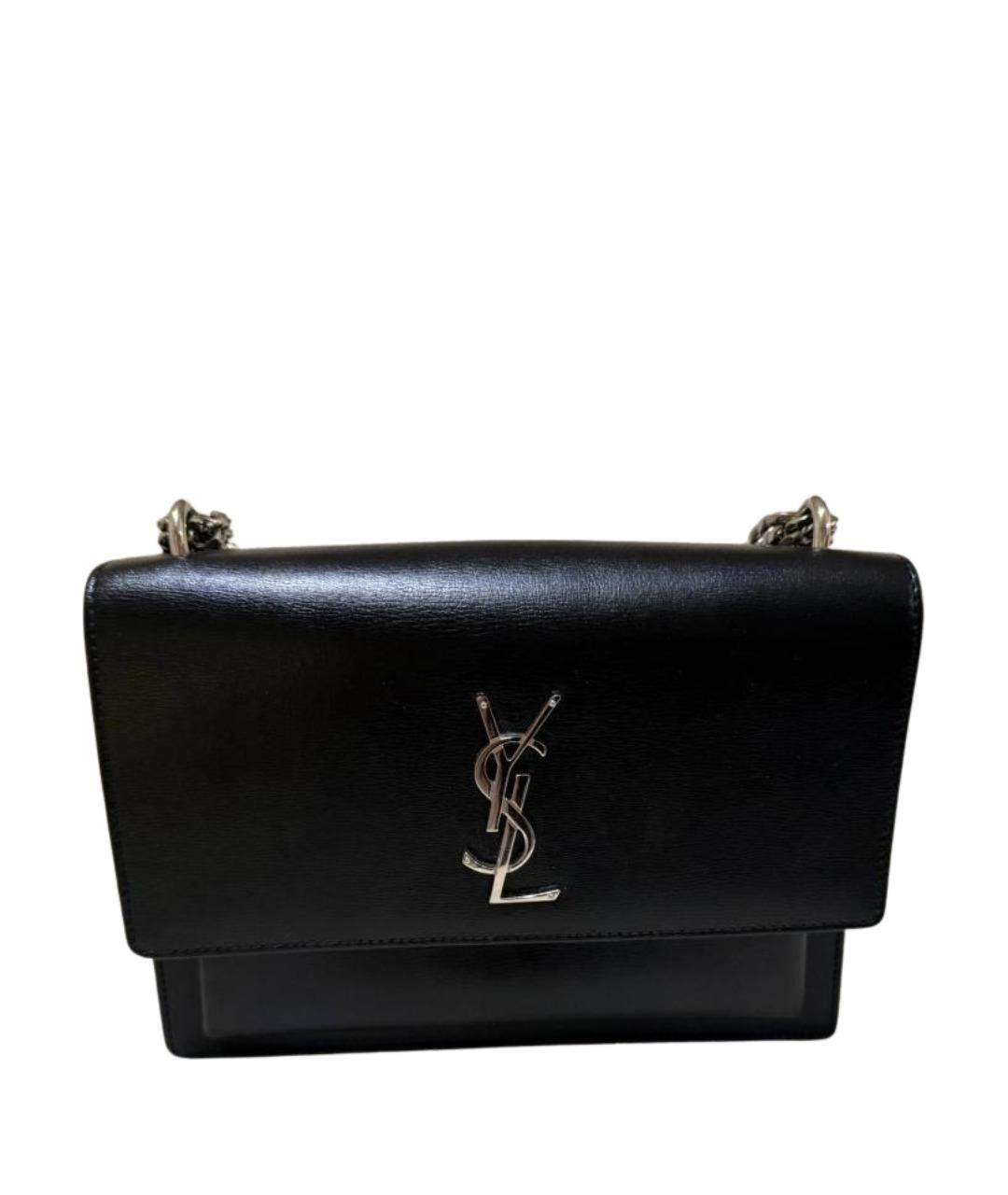SAINT LAURENT Черная кожаная сумка через плечо, фото 1