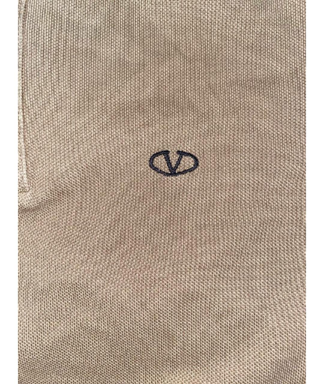 VALENTINO Бежевое хлопковое поло с коротким рукавом, фото 4