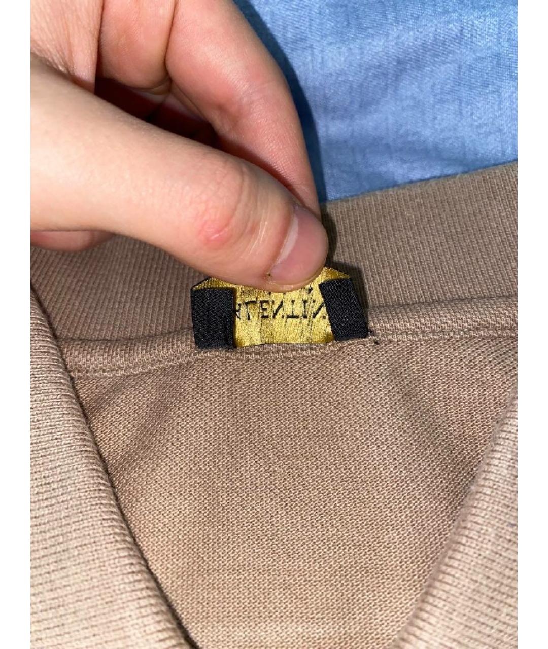 VALENTINO Бежевое хлопковое поло с коротким рукавом, фото 5