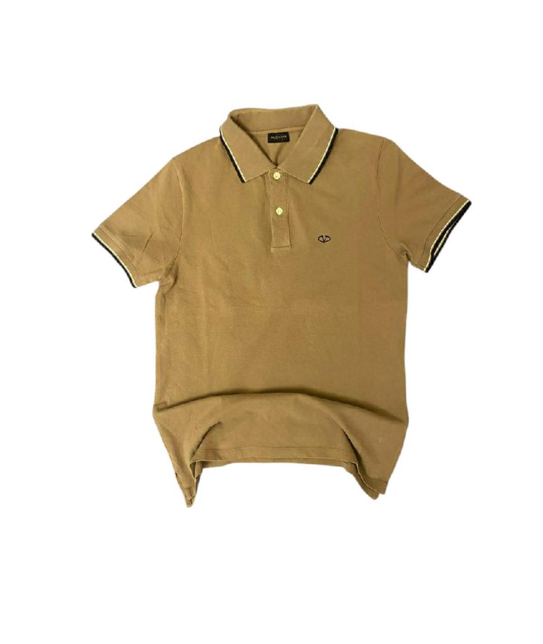 VALENTINO Бежевое хлопковое поло с коротким рукавом, фото 1