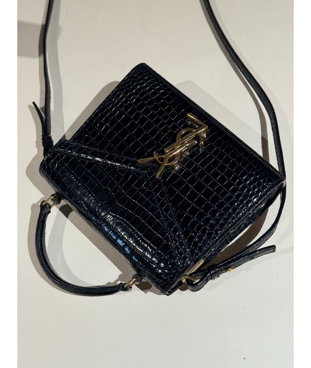 SAINT LAURENT Черная кожаная сумка с короткими ручками, фото 9