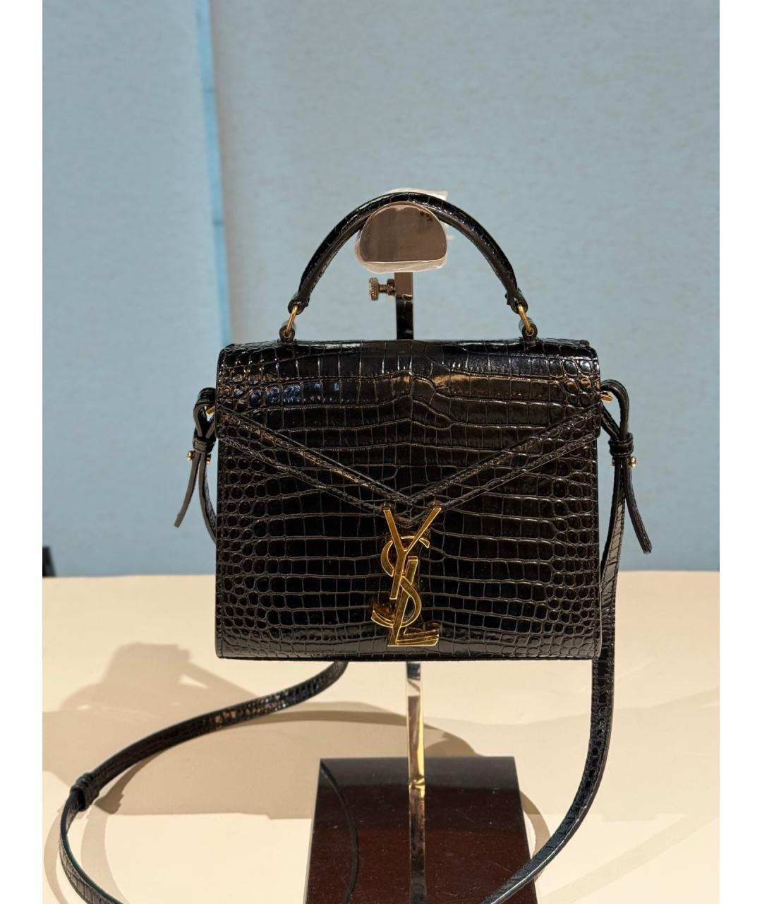 SAINT LAURENT Черная кожаная сумка с короткими ручками, фото 10