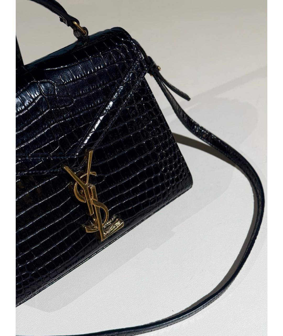 SAINT LAURENT Черная кожаная сумка с короткими ручками, фото 5