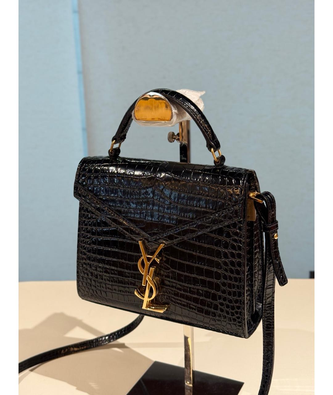 SAINT LAURENT Черная кожаная сумка с короткими ручками, фото 2