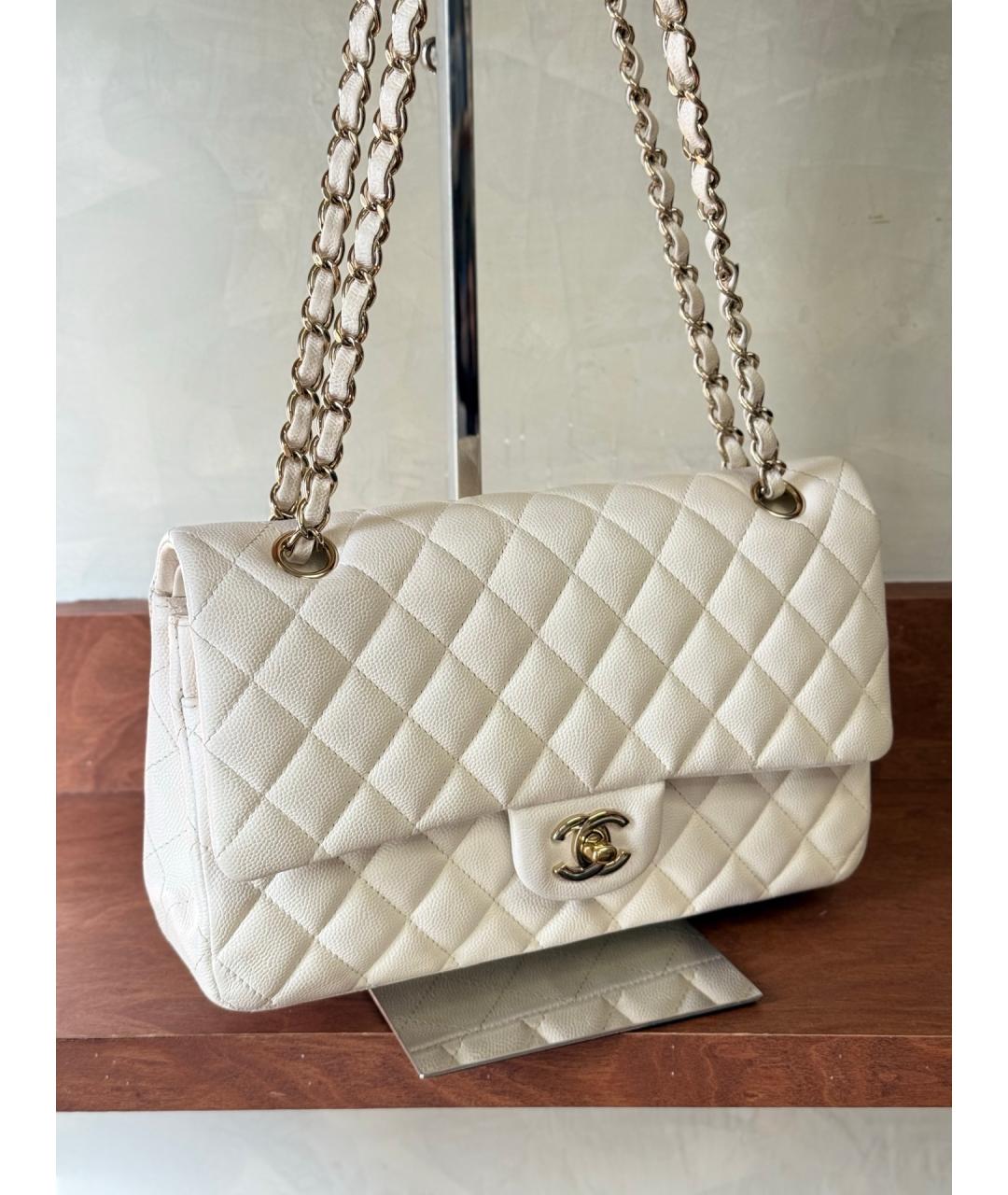 CHANEL Белая кожаная сумка через плечо, фото 3