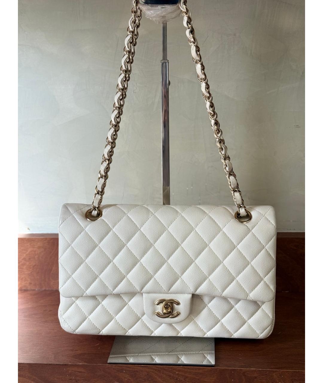 CHANEL Белая кожаная сумка через плечо, фото 10