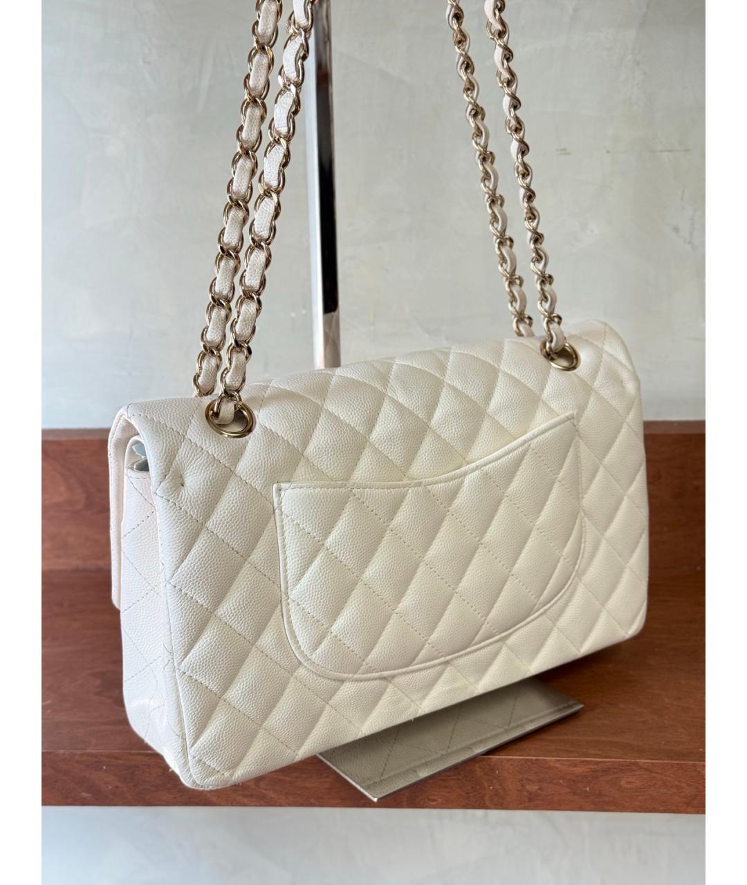 CHANEL Белая кожаная сумка через плечо, фото 7