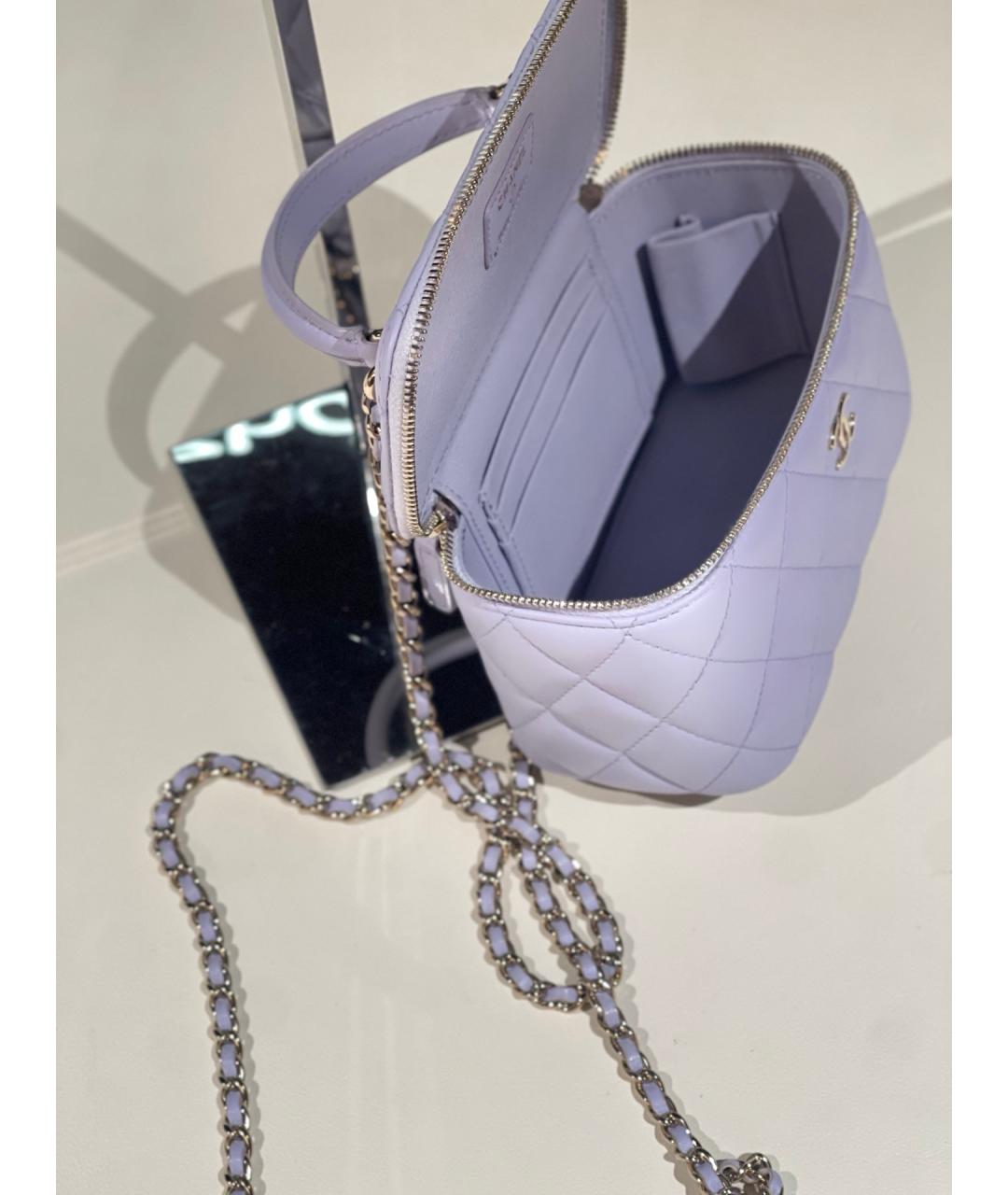 CHANEL Фиолетовая кожаная сумка с короткими ручками, фото 6
