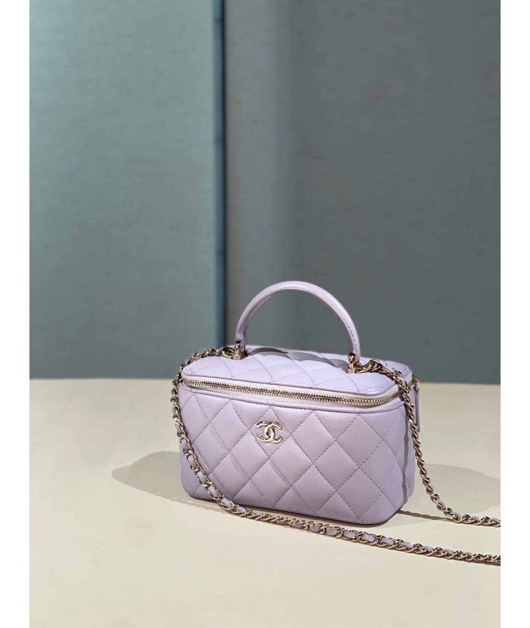 CHANEL Фиолетовая кожаная сумка с короткими ручками, фото 9